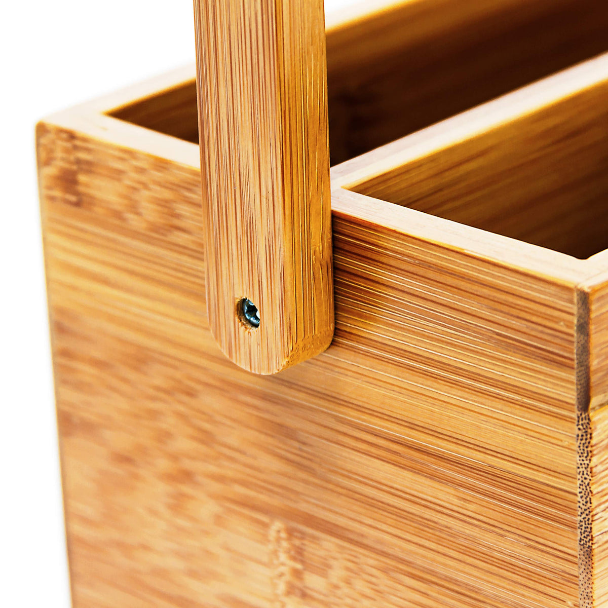Relaxdays Bamboo Table or Desk Organiser, HxWxD: 20 x 25 x 11.5 cm, with 4 Compartments, Pen or