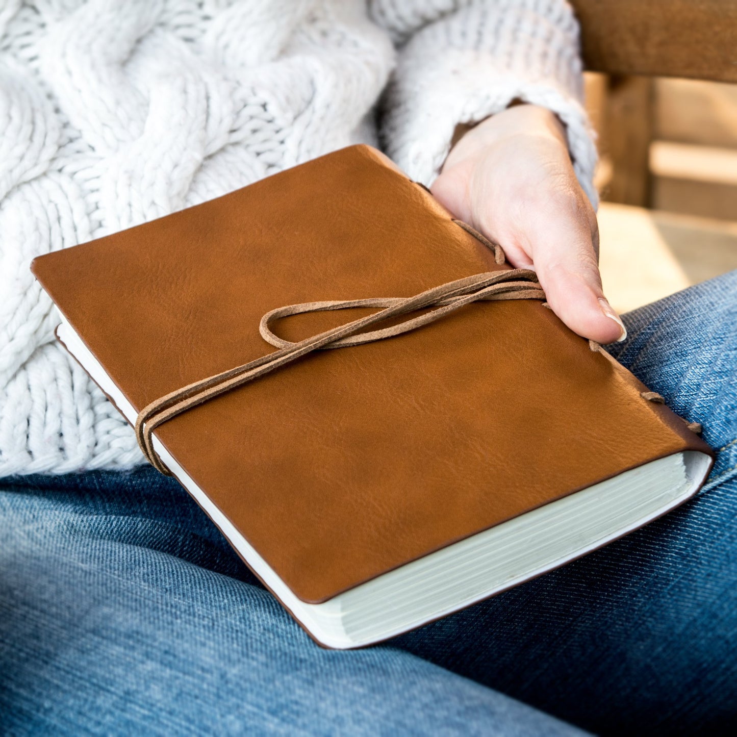 TROEX PU Leather Journal Writing Notebook with Ballpoint Pen, String Closure & Unlined Pages- Light