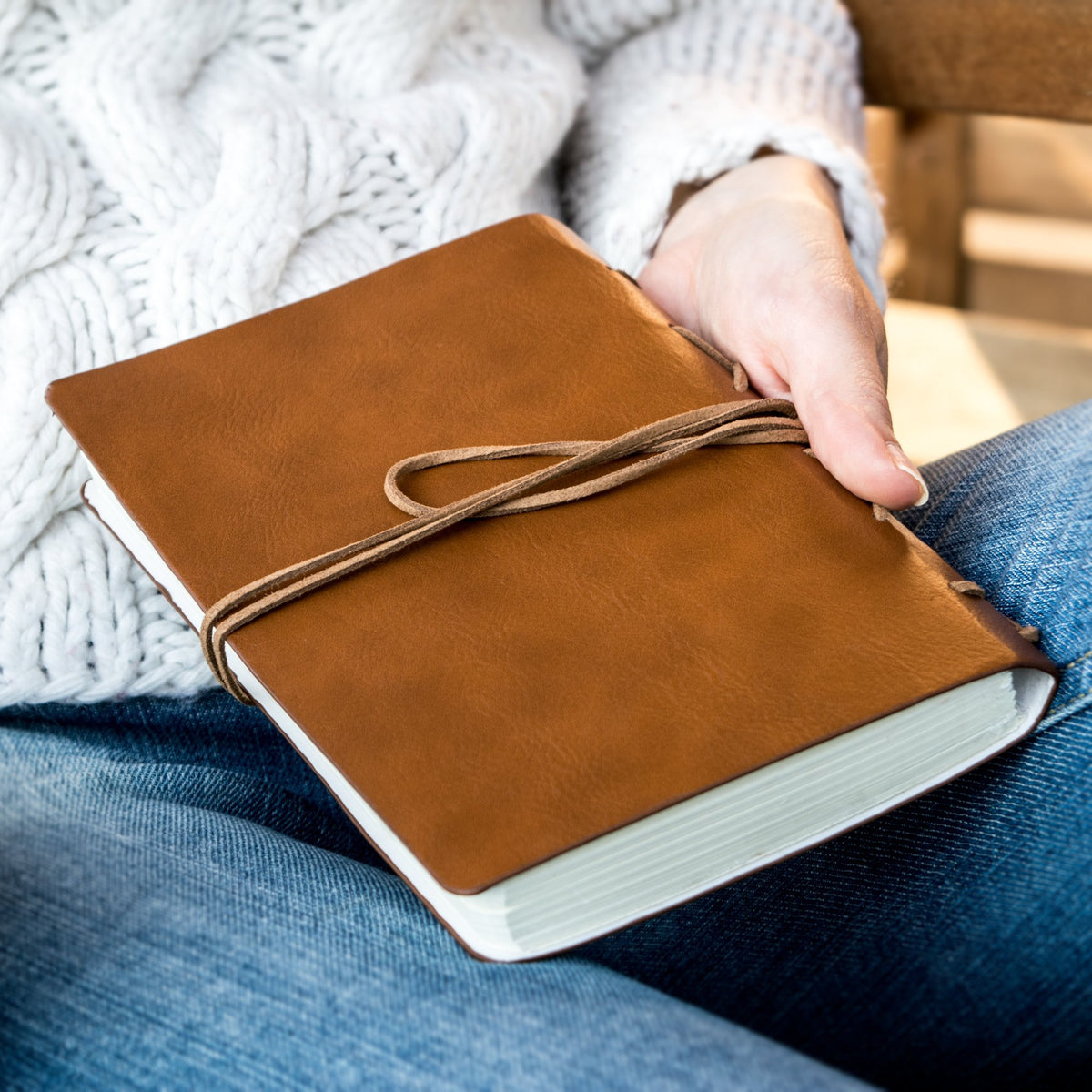TROEX PU Leather Journal Writing Notebook with Ballpoint Pen, String Closure & Unlined Pages- Light