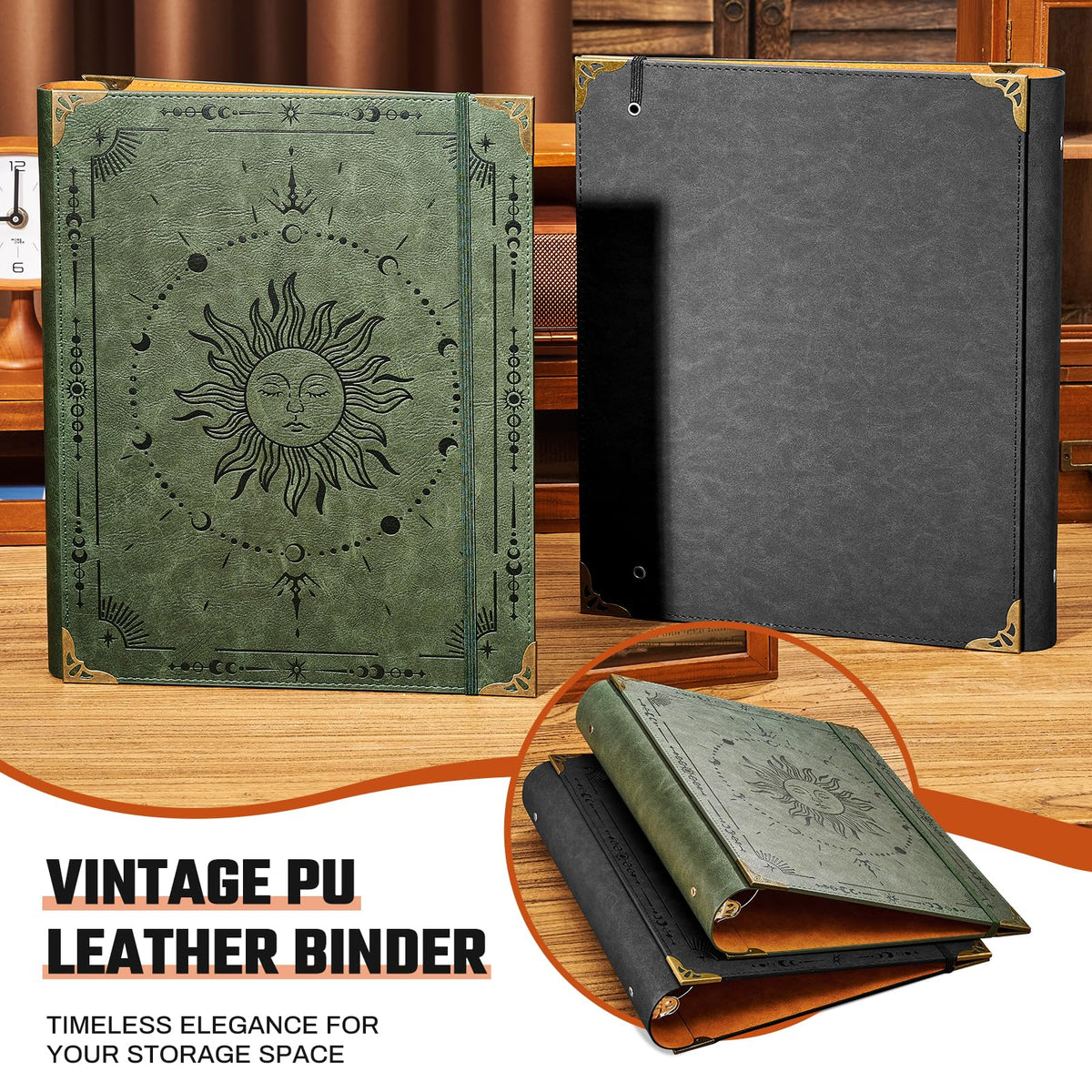 Ovesmusl PU Leather 3 Ring Binder 1.5 Inch Fits 8.5"x11" Letter Size Paper