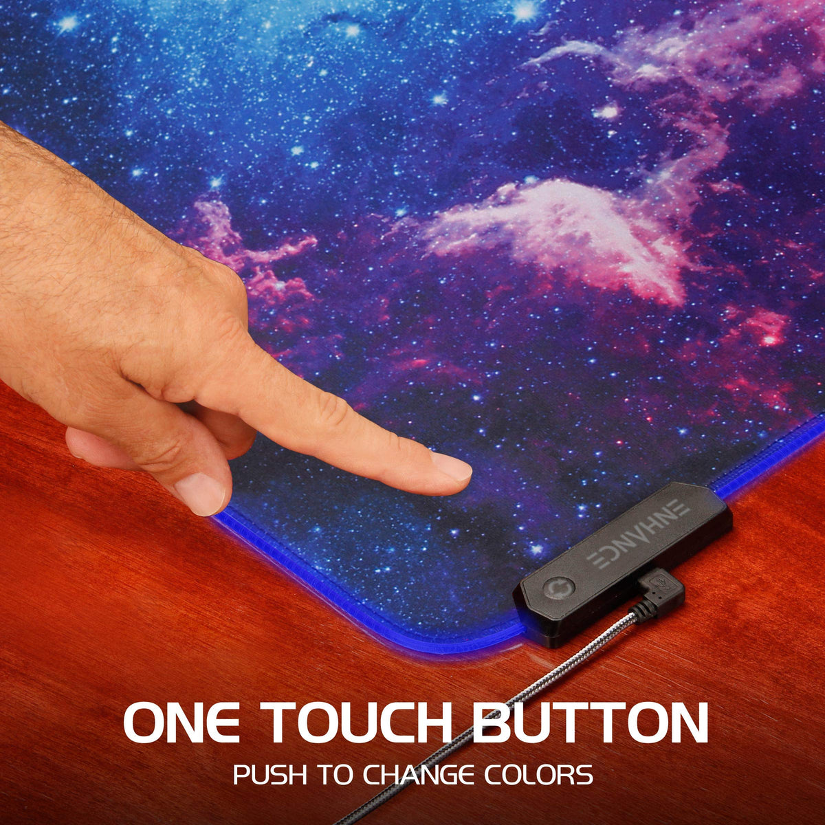 ENHANCE XXL LED Gaming Mouse Pad - 2XL Keyboard Desk Mat (32x14 inches) with 7 RGB Colors, 3 Color