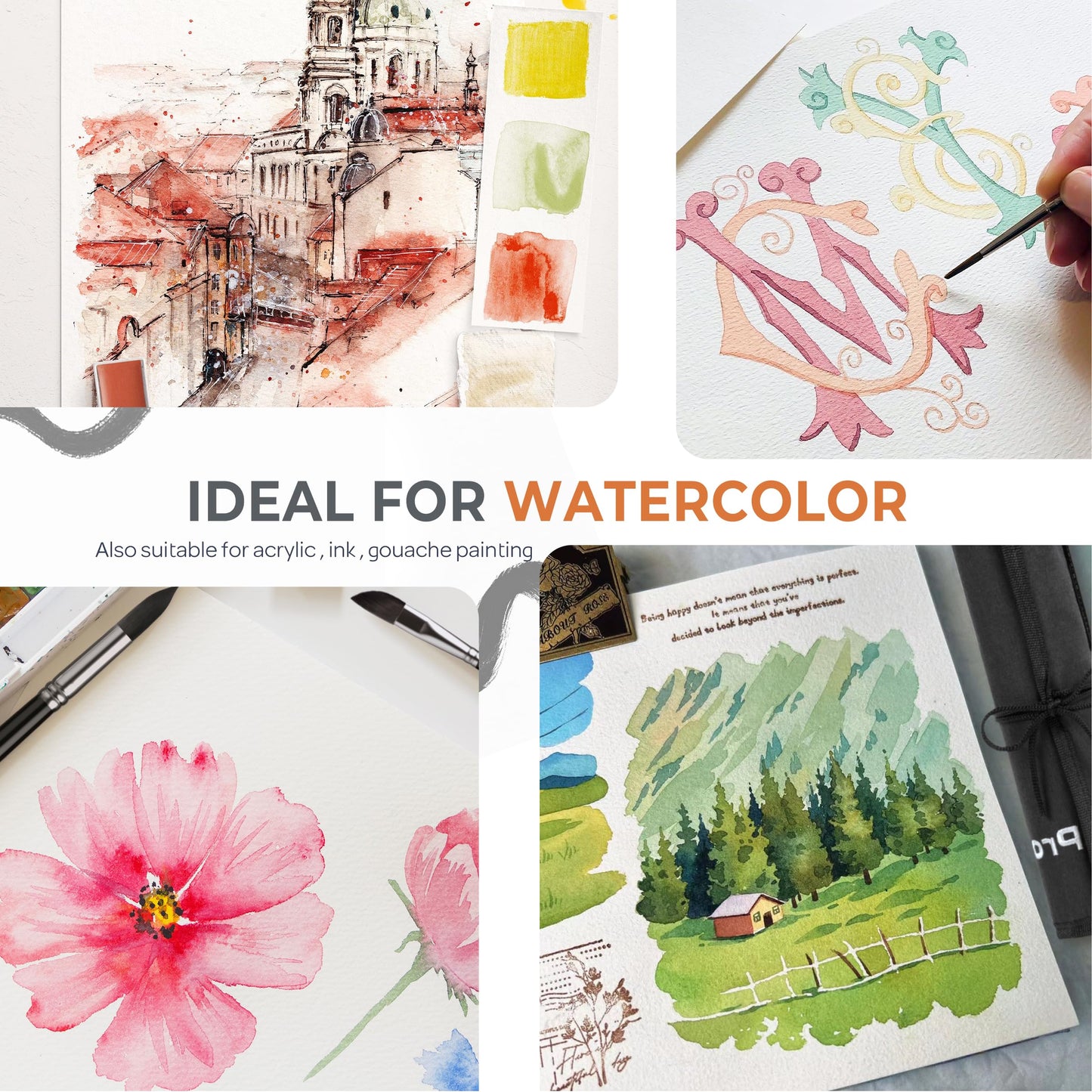 Nicpro 24Pcs Watercolor Brushes, Professional Paint Brushes for Artists
