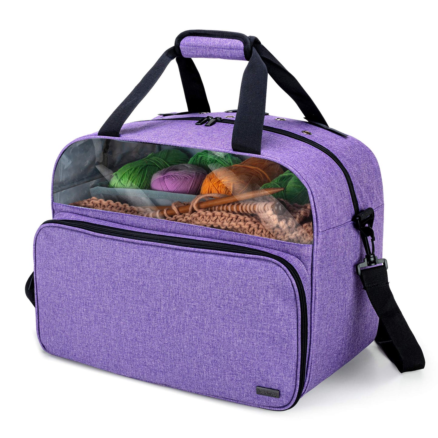 Teamoy Knitting Tote with Inner Dividers for WIP, Yarn Skeins and Knitting Accessories, Yarn