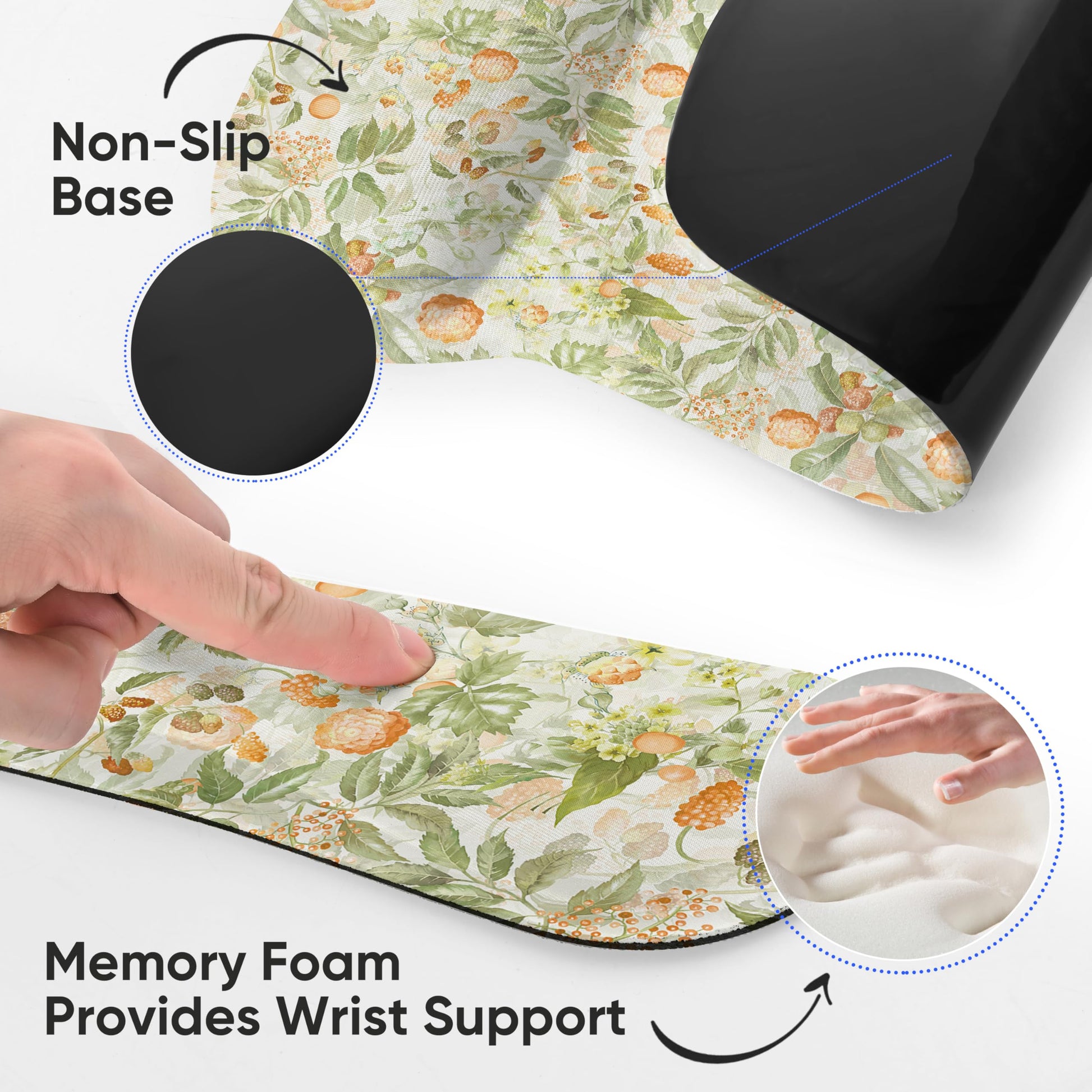 RICHEN Mouse Pad and Keyboard Wrist Rest, 3-in-1 Computer Mousepad and Coaster Set, Non-Slip