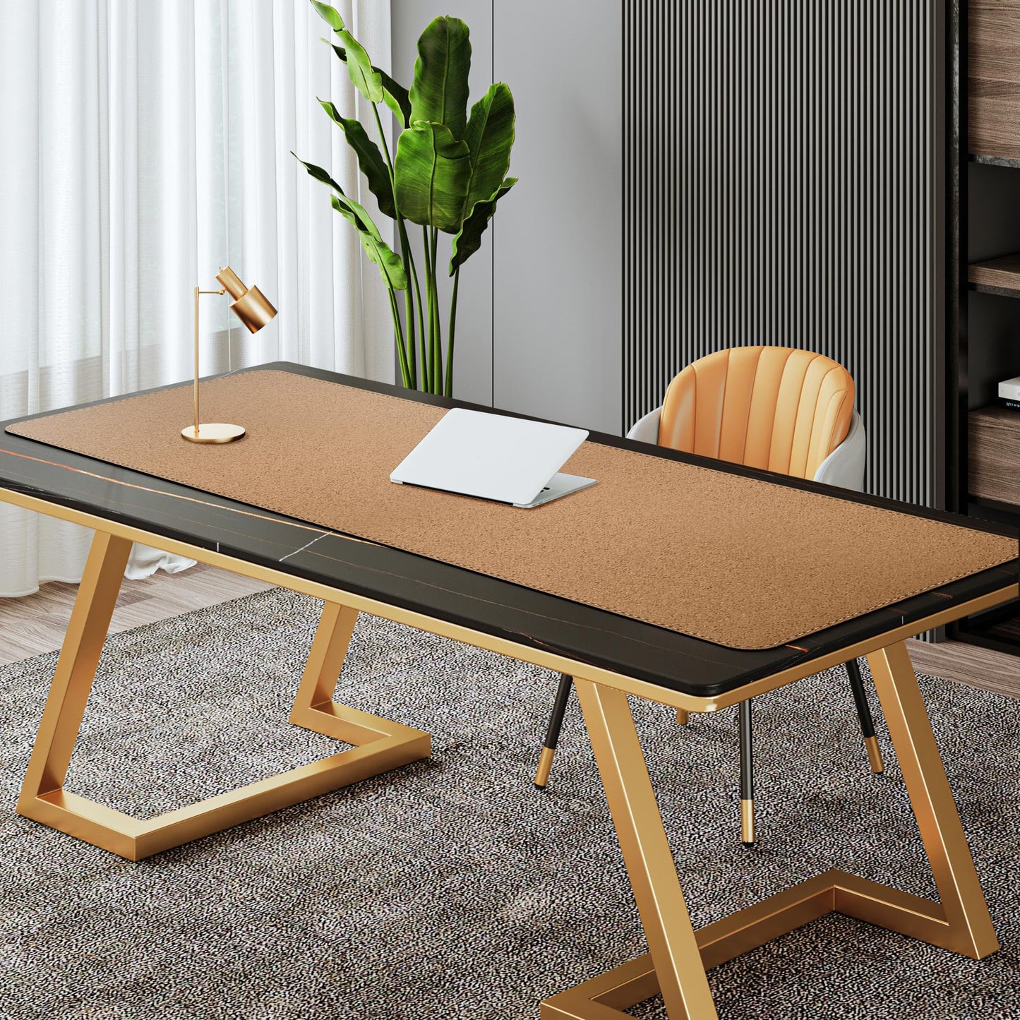 Mydours Extra Long 63" x 19.7" Desk Mat, PU Leather & Cork Mouse Pad, Black