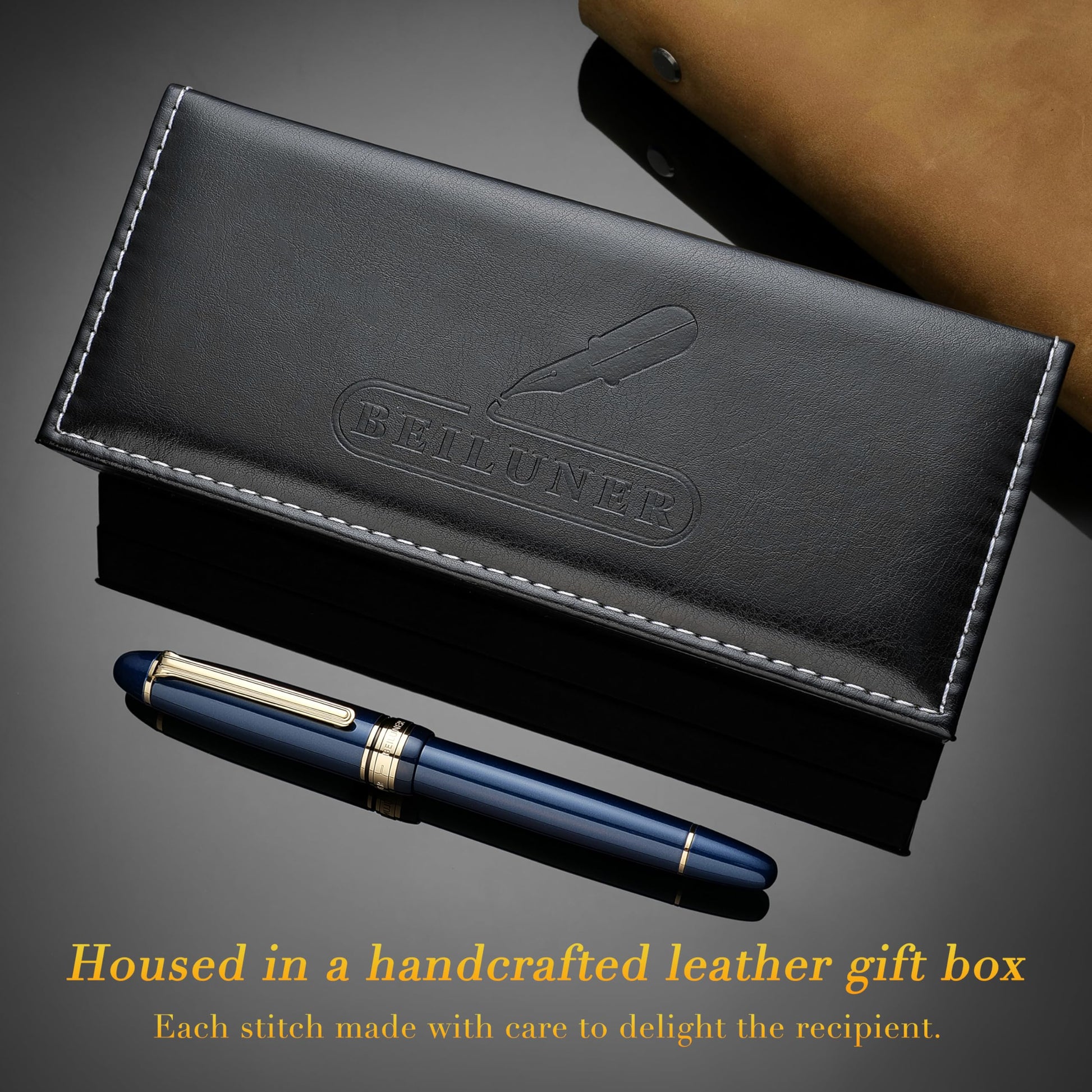 BEILUNER 319 Piano Blue Lacquer Rollerball-Luxury Pen with 24K Gold