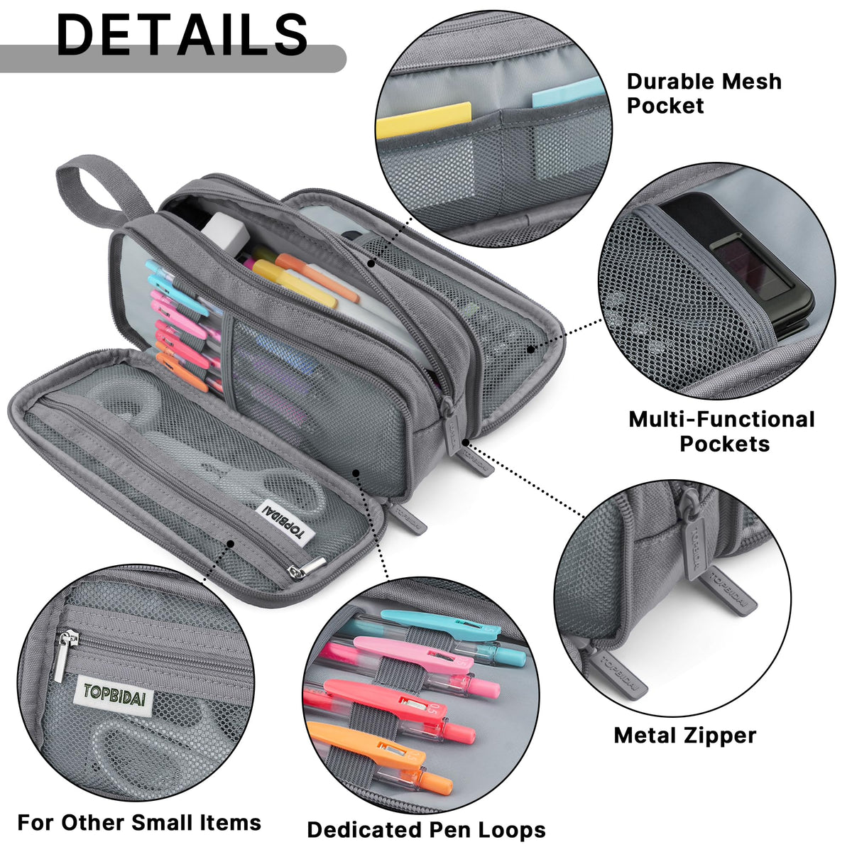 TOPBIDAI Large Pencil Case Pouch for Girls Boy Women Men Adults