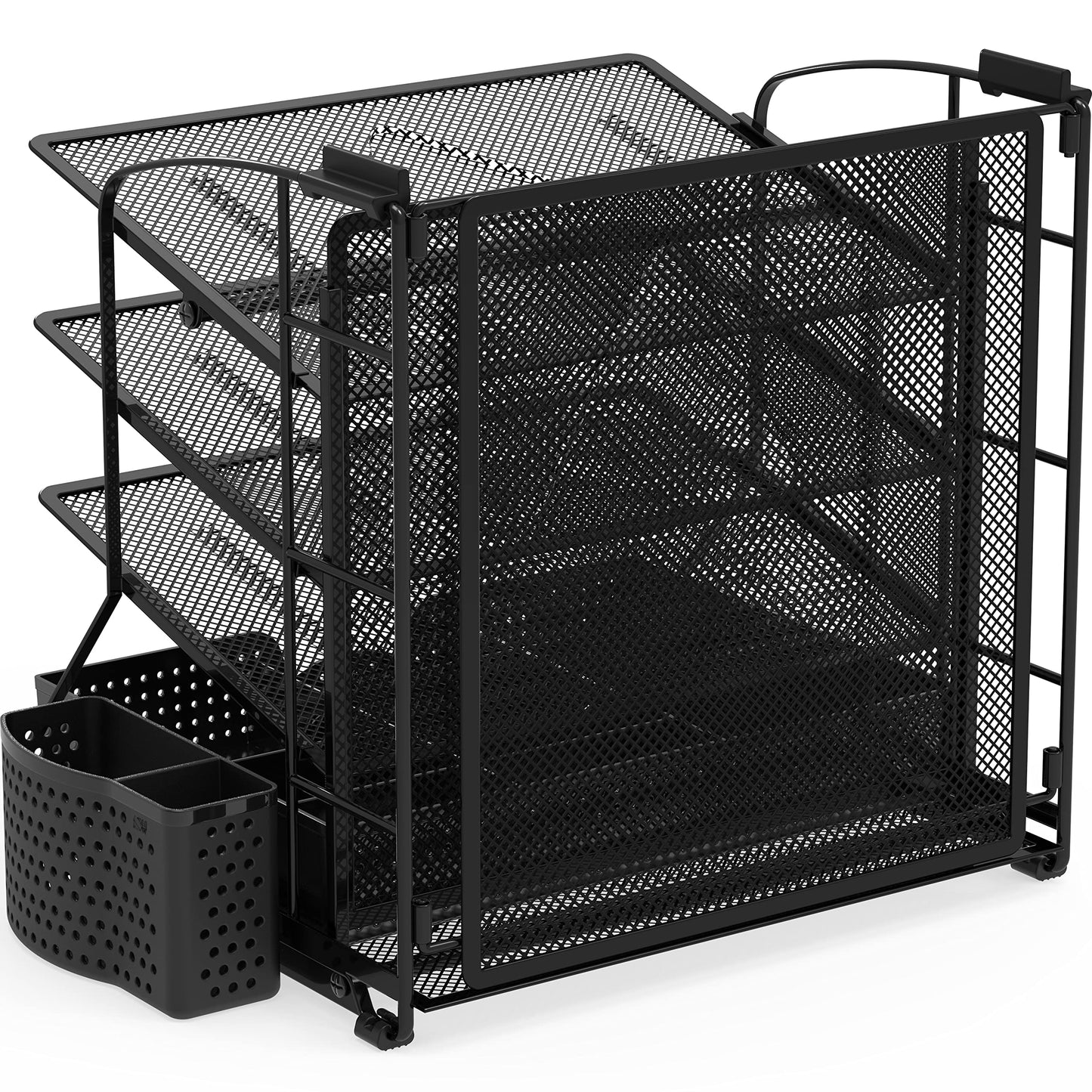 Simple Houseware Desktop Document Tray Organizer with Sliding Drawer, Black