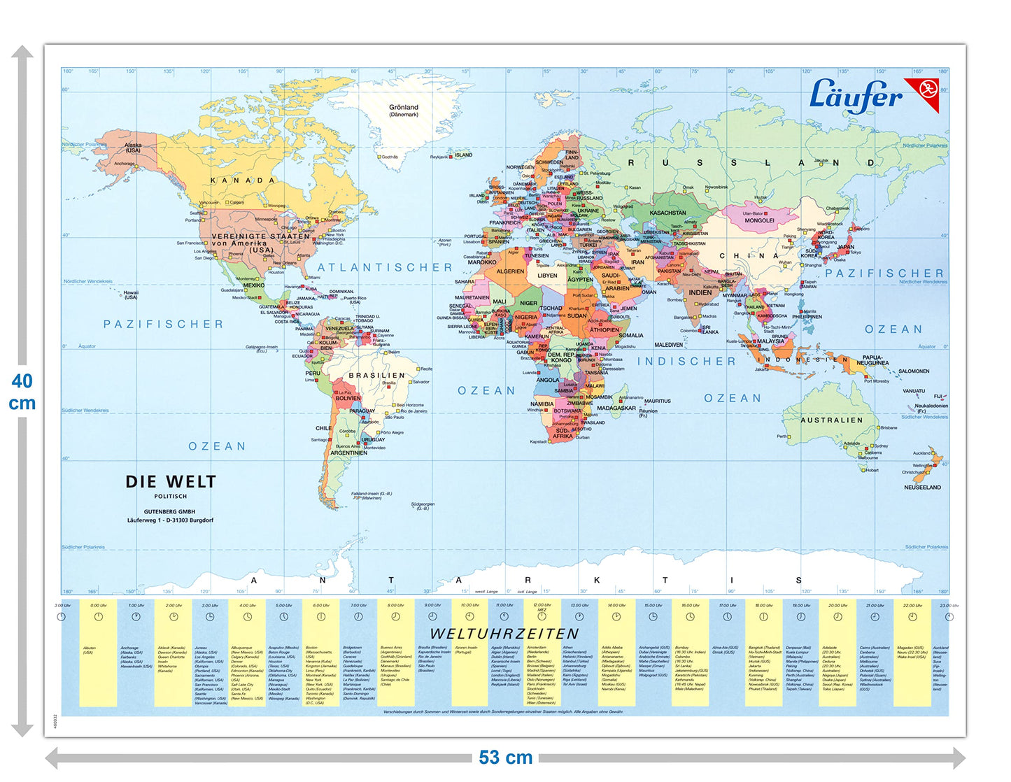 Uhu 45351 Desk Pad 40x53 cm World Map
