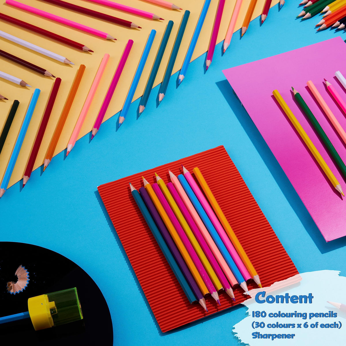 KreativeKraft Coloured Pencils Set of 180 - Colouring Pencils for Kids Teens and Adults - 30