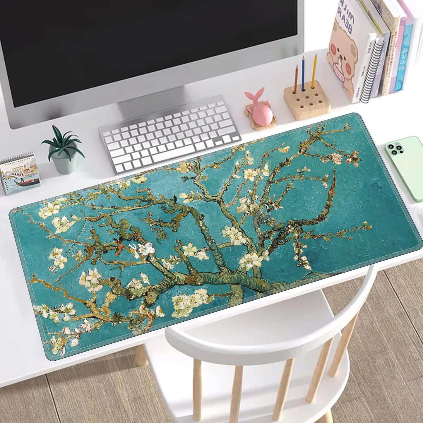 LL-COEUR XXL Landscape Gaming Mouse Pad Computer Keyboard Mat Office Desk Pad (Apricot, 35.4" x