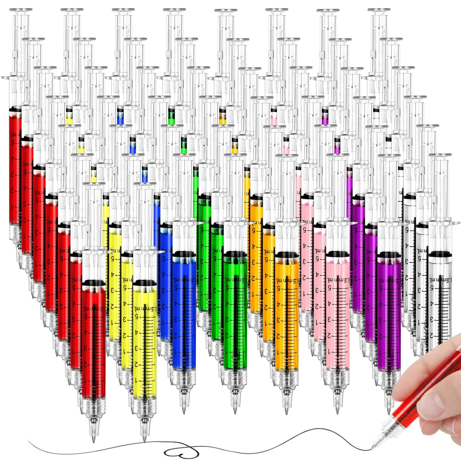 50PCS Syringe Pens Retractable, Black Ink Nurse Gifts for Nursing Students