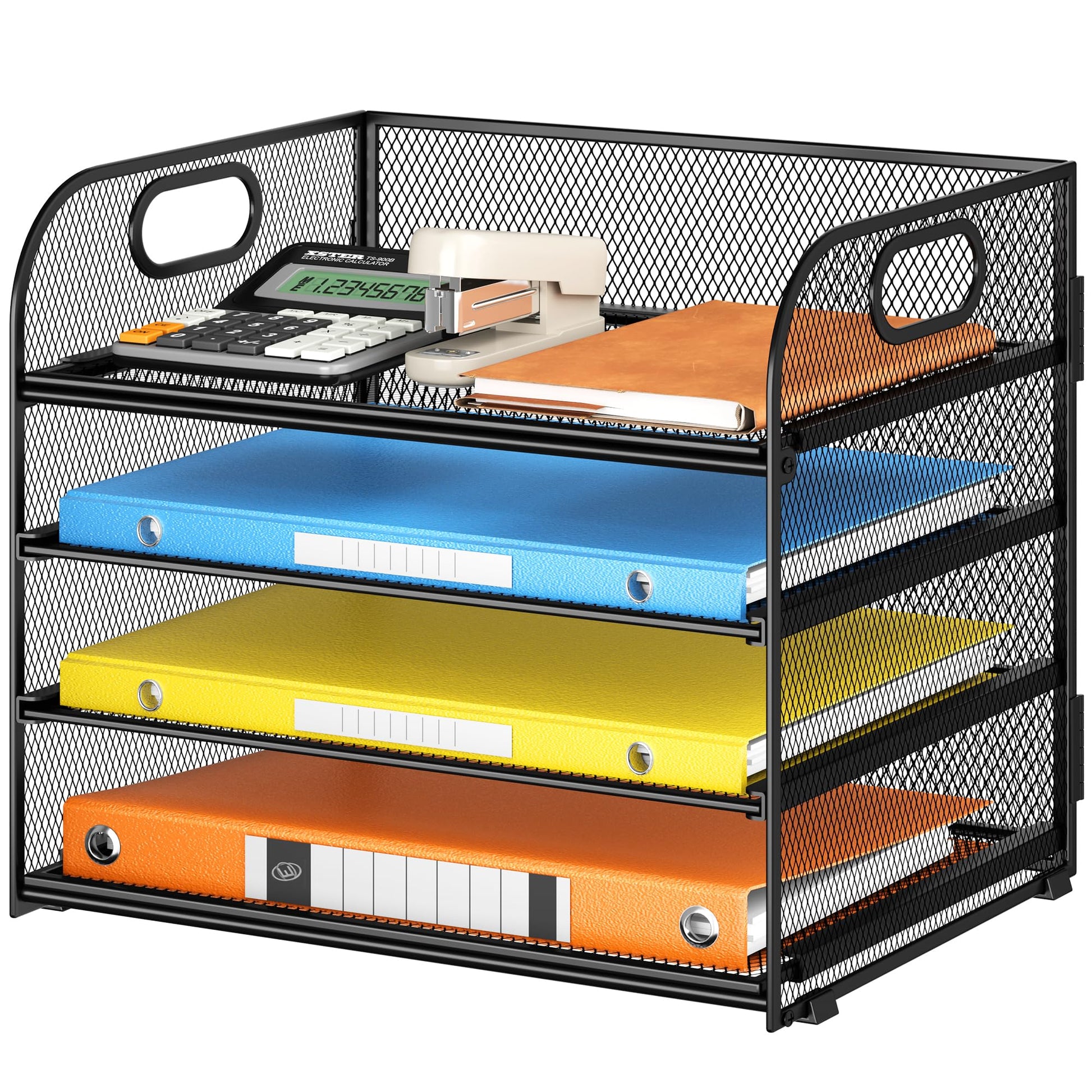 Lavatino Paper Organizer for Desk, 4-Tier Desk Organizer Tray, Mesh Desktop File Organizers with