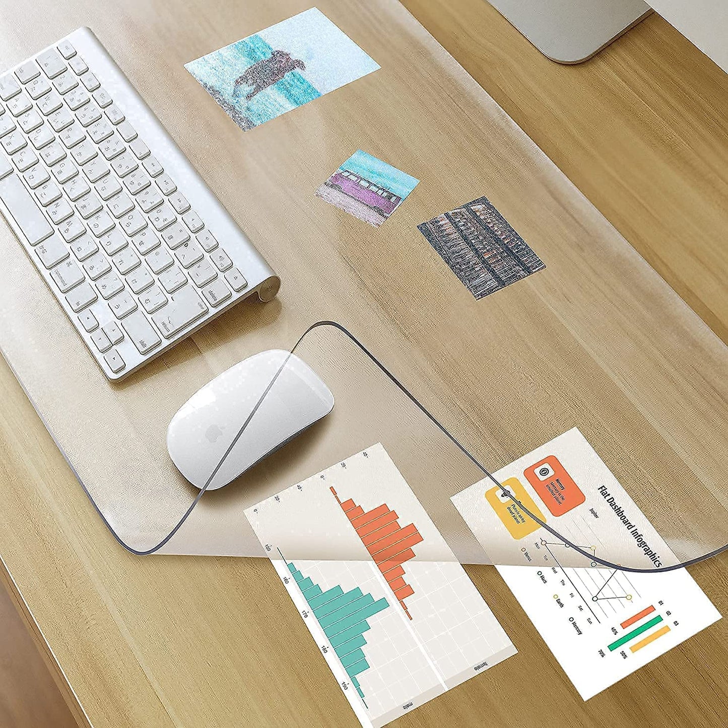 Awnour Clear Desk Mat on top of desks - 32 x 16 inches - Clear Transparent Plastic Desk Protector