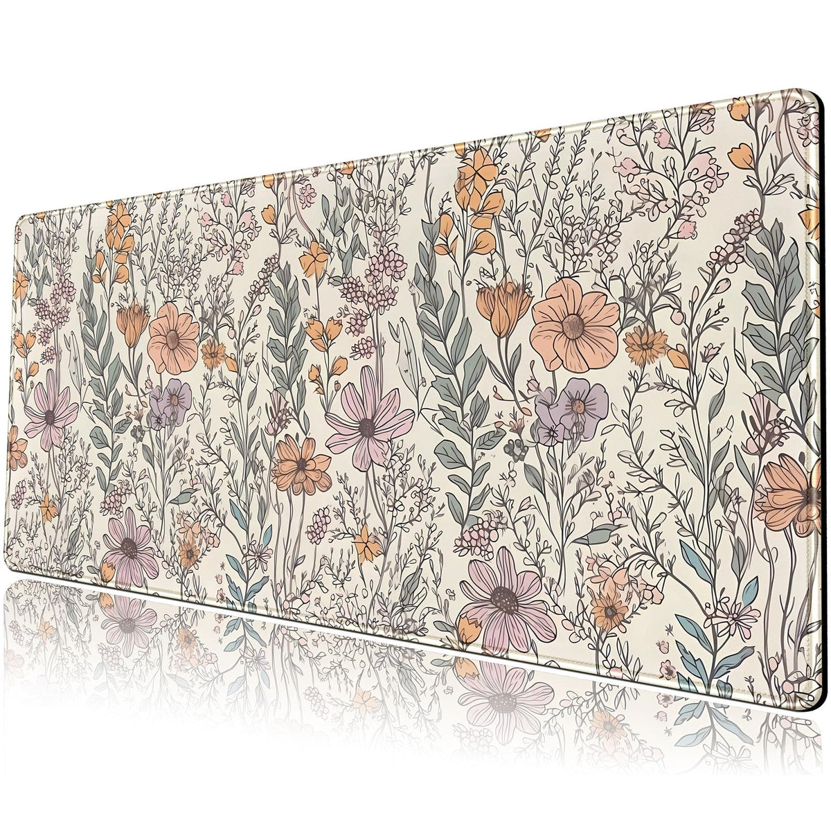 Floral Desk Mat Cute Wildflowers Large Mouse Pad Extended Plant Gaming Mousepad XL Keyboard Mouse