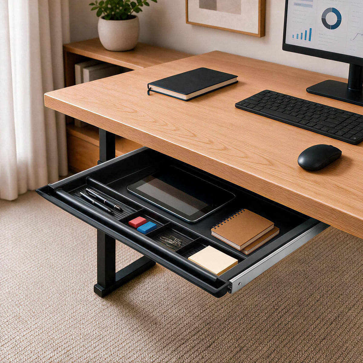 Mount-It! Large Under Desk Pencil Drawer, 21.25” W, Ball Bearing Slide-Out