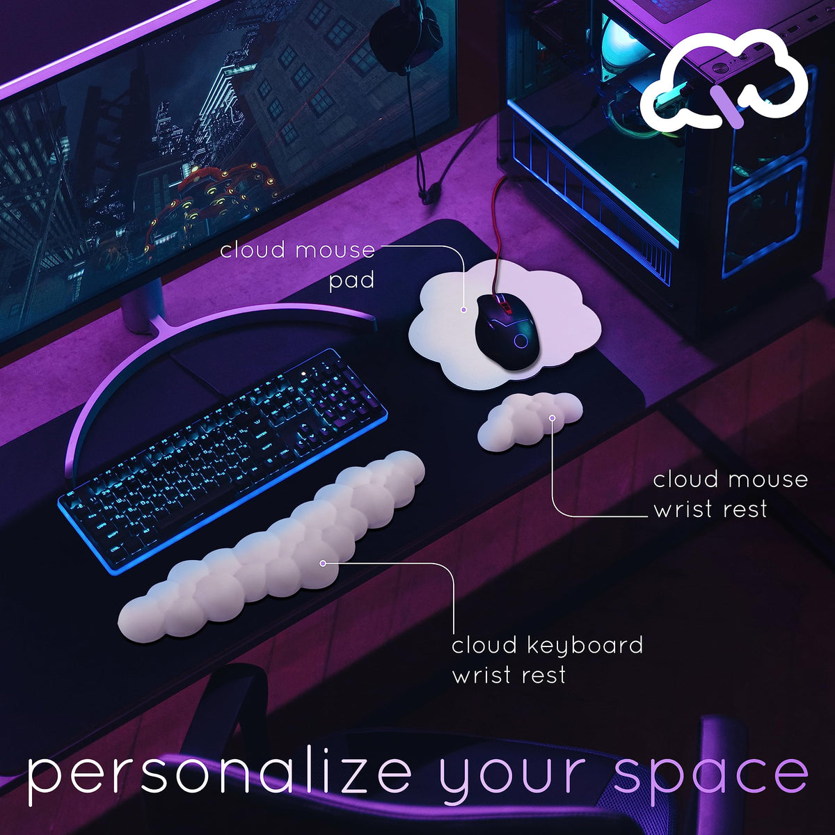 Purple Cloud Keyboard Wrist Rest – Create-ables Qloud Purple Wrist Rest for Computer Keyboard and