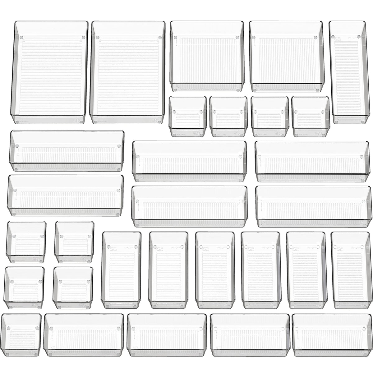 Simple Houseware 30 PCS Clear Plastic Drawer Organizers Set, 5-Size