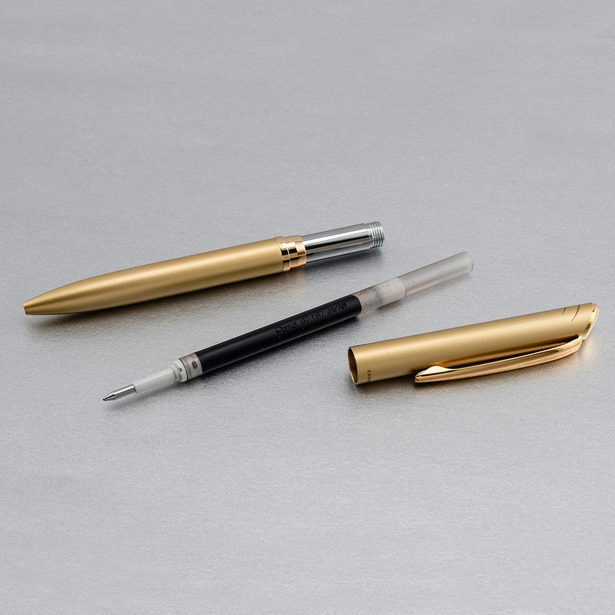Pentel EnerGel Style Premium Liquid Gel Pen, (0.7mm), Medium line, Gold Barrel, Black Ink w/Gift
