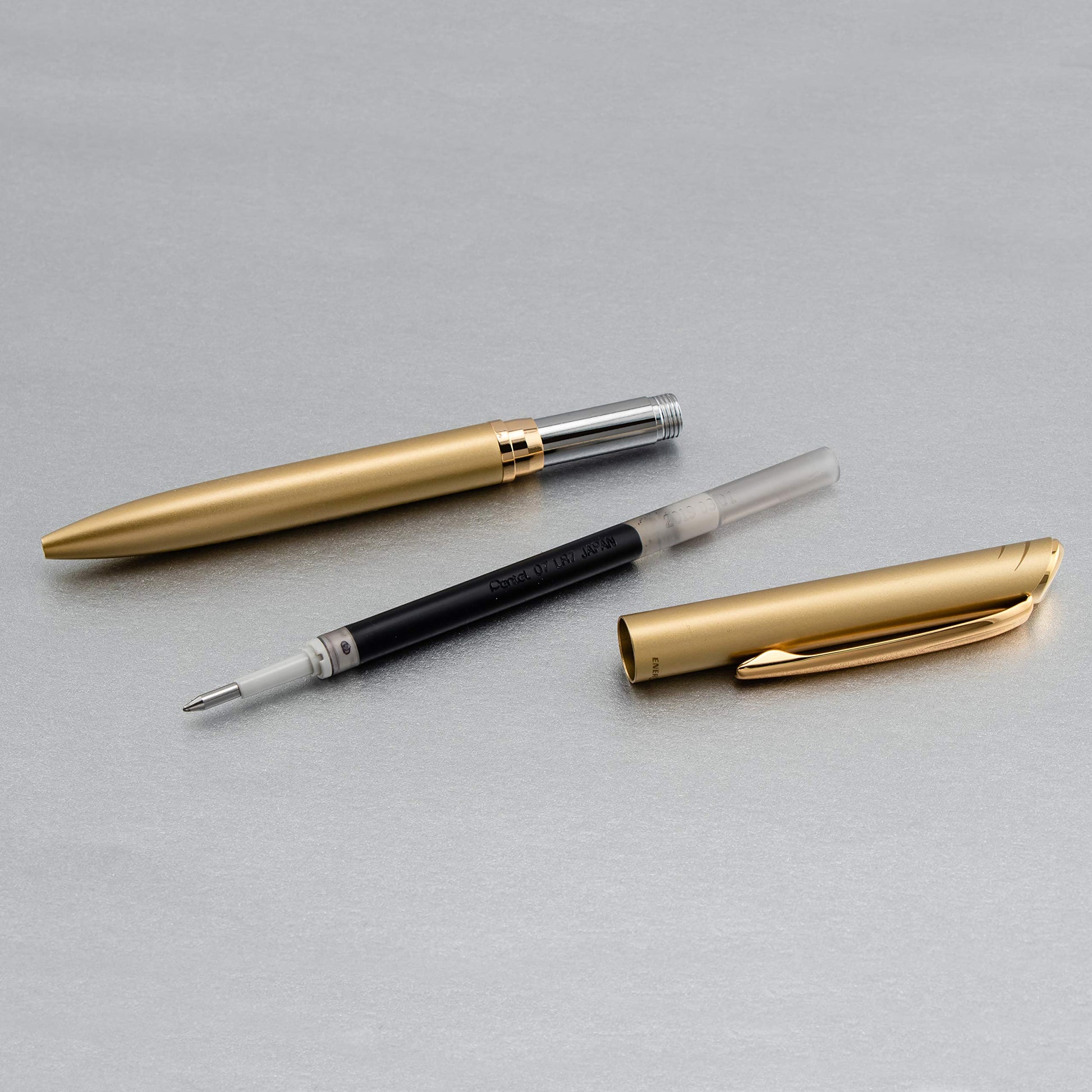 Pentel EnerGel Style Premium Liquid Gel Pen, (0.7mm), Medium line, Gold Barrel, Black Ink w/Gift