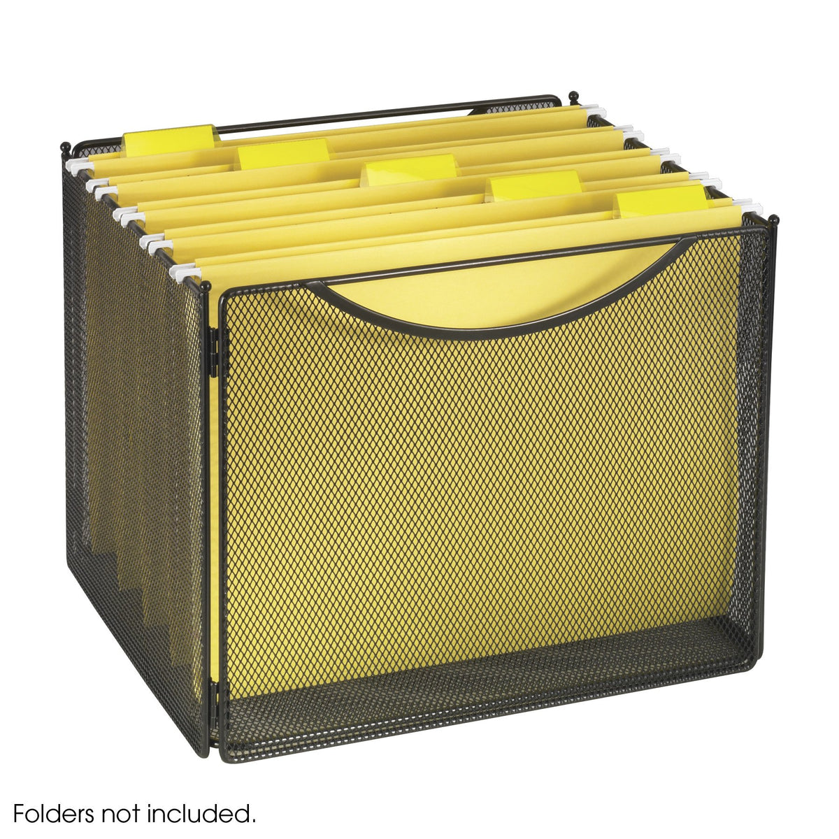 Safco Onyx Mesh Letter-Size File Cube 2170BL Black, Black Powder Coat Finish, Durable Steel Mesh