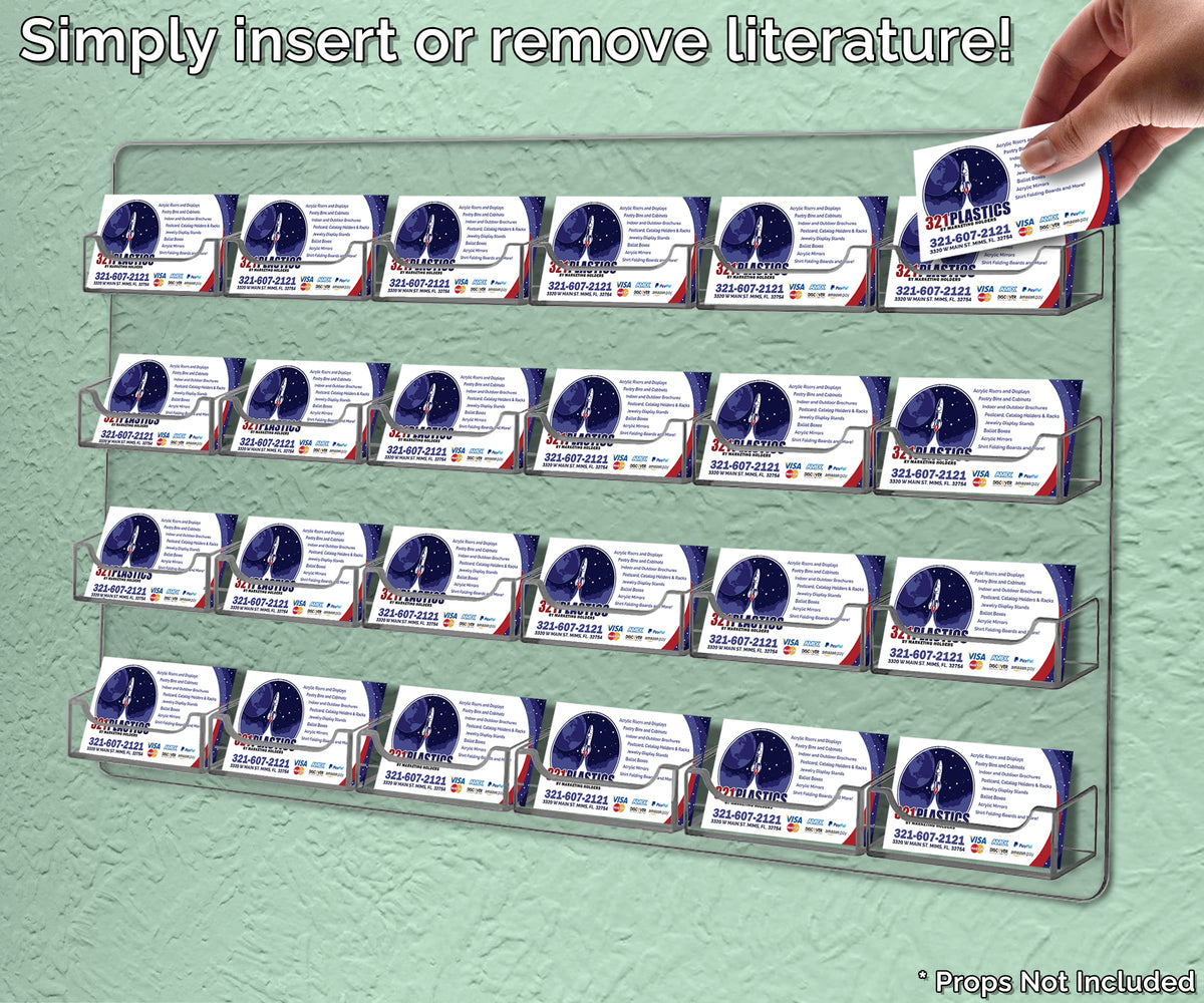 Marketing Holders Hanging Business Card Holder 24 Pocket Clear Acrylic Display Rack with Hardware