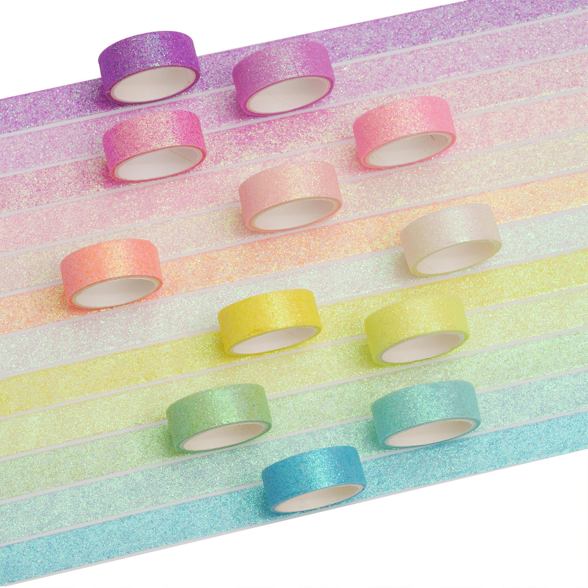 YUBX Glitter Washi Tape Set 12 Rolls Sparkling Foil Decorative Sprinkle Colored Masking Tapes for