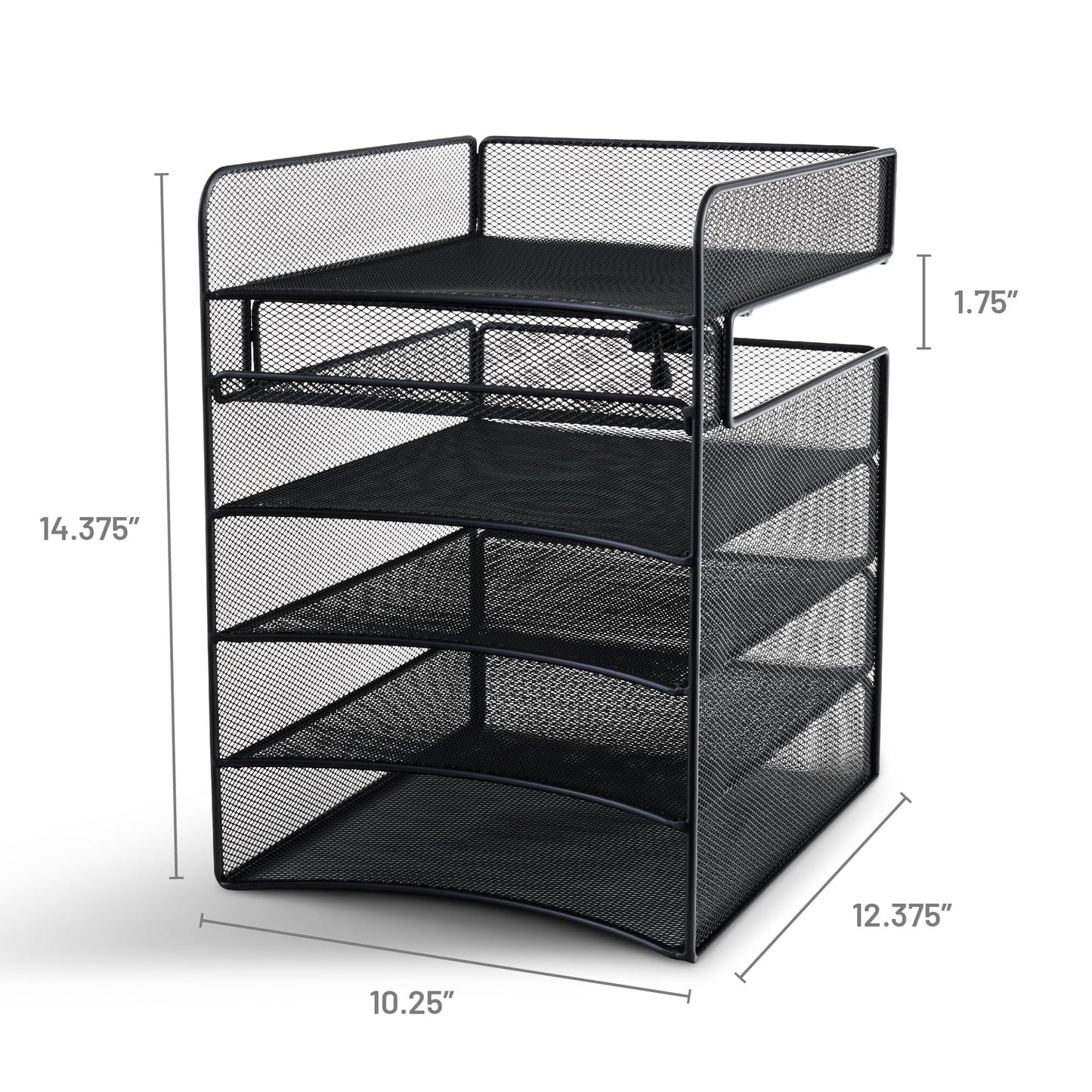 Safco Onyx Hanging Under Desk Organizer, 5 Trays, Office and Classroom Mailbox , Paper and Mail