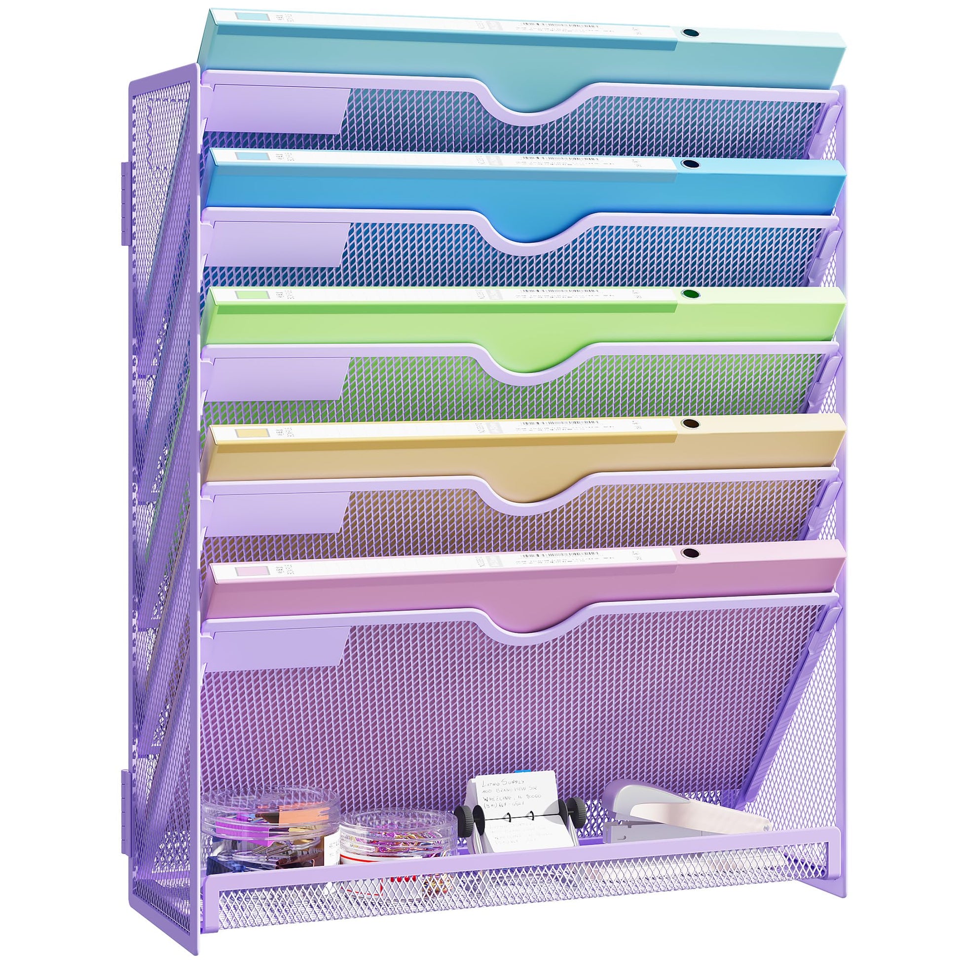 Kinkota Hanging Wall File Organizer, Desk Organizer with Metal Mesh, 6-Tier