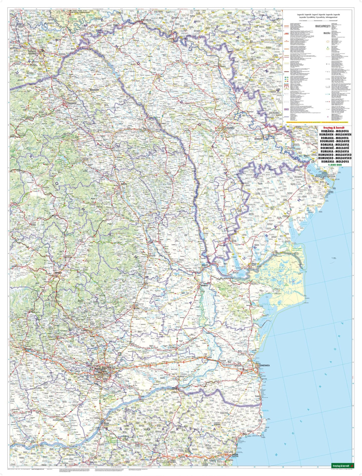 Romania - Moldova, road map 1:500,000