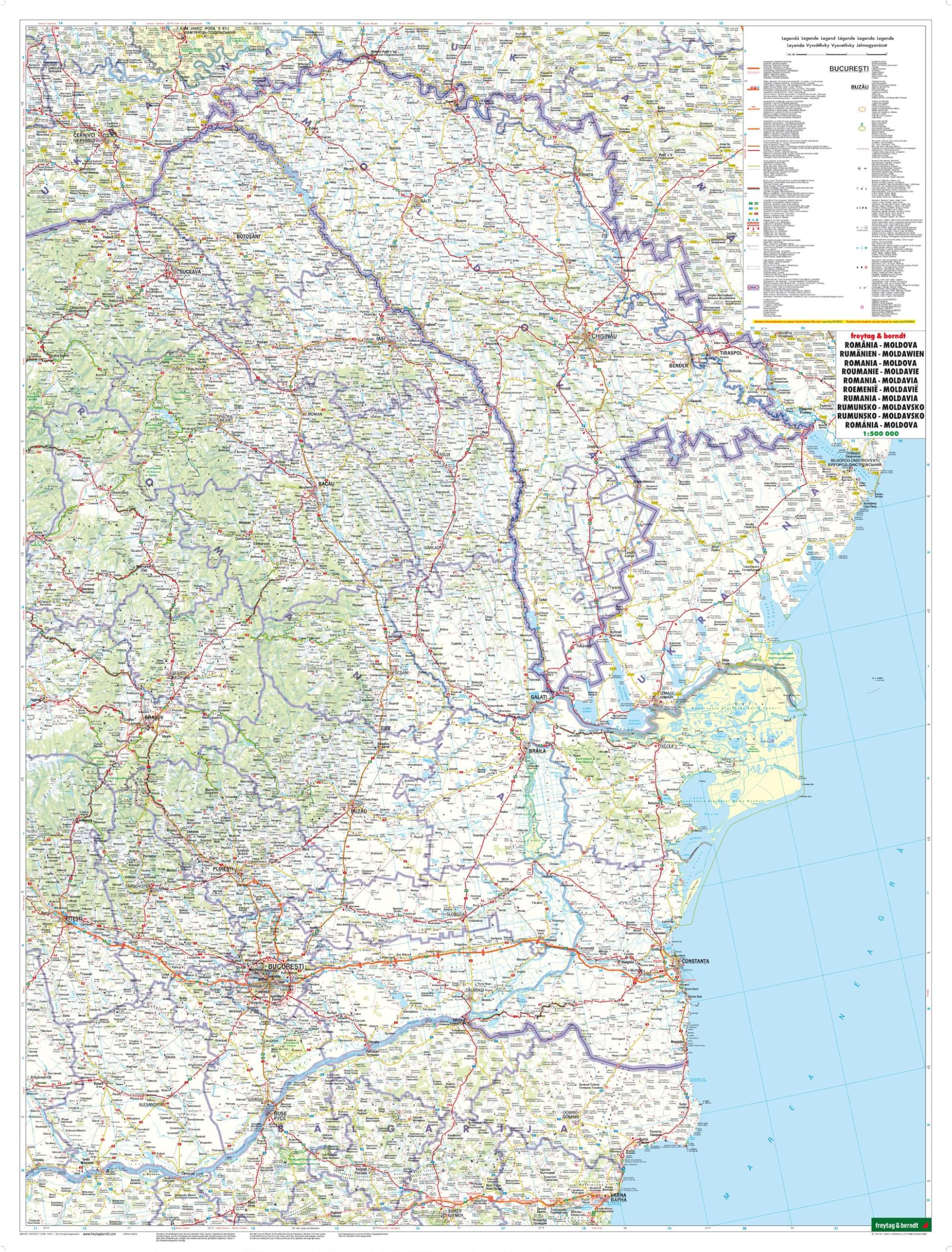 Romania - Moldova, road map 1:500,000