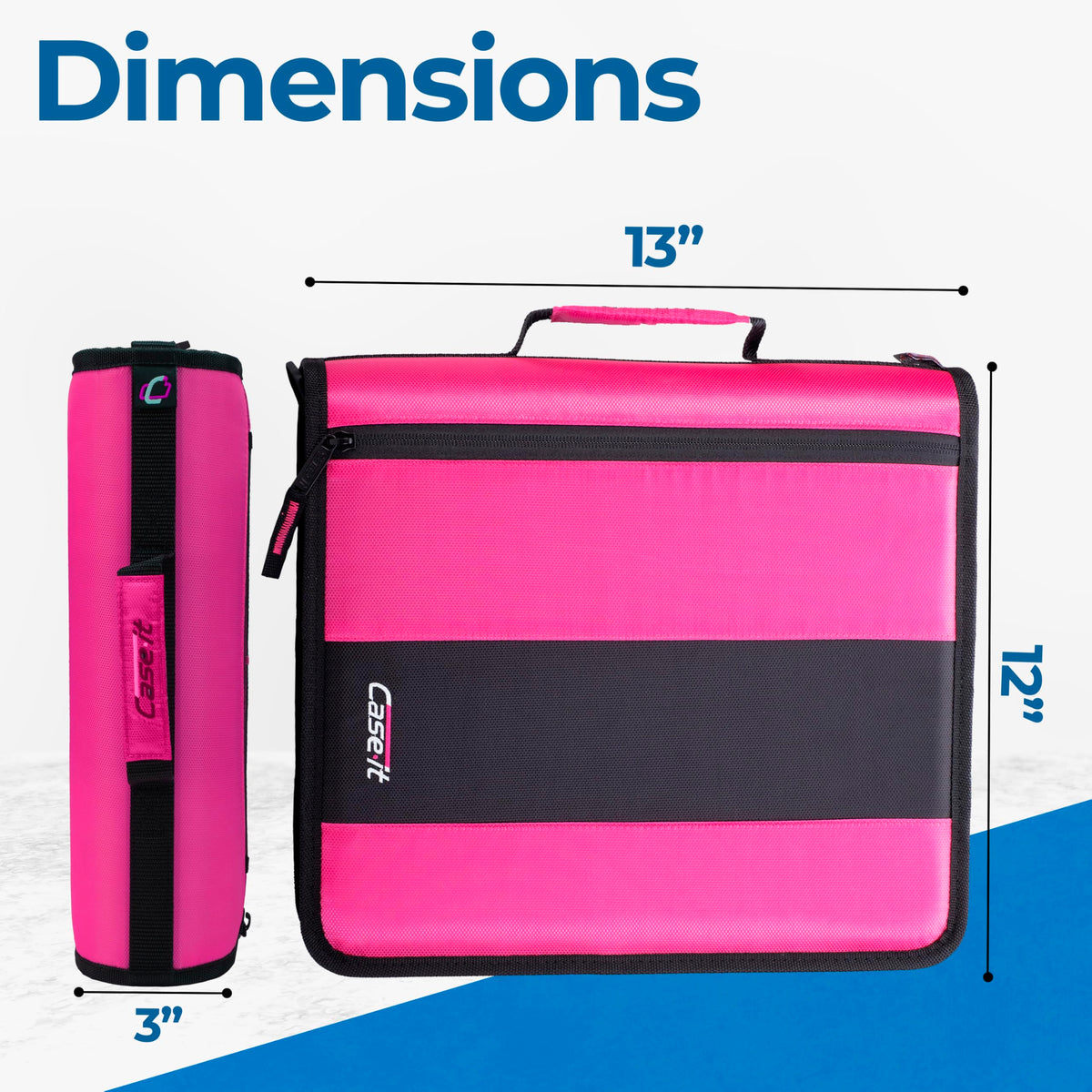 Case-it School Zipper Binder | 2-Inch O-Rings | 350-Sheet | D-251 Magenta
