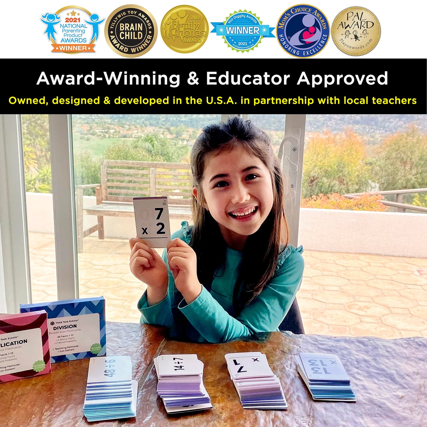 Award-Winning Math Flash Cards – 300 Multiplication & Division Facts (1–12) – 2 Facts Per Card with