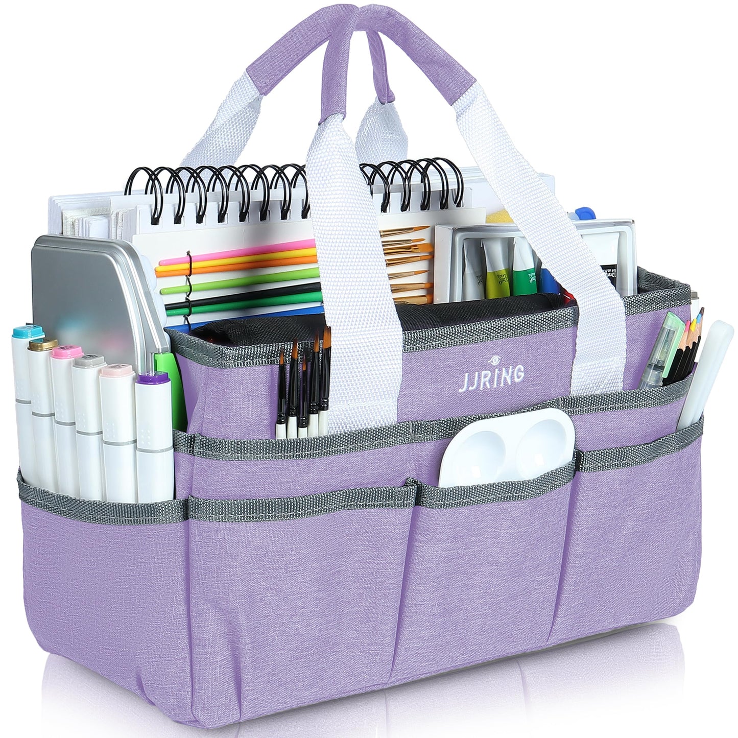 JJRING Craft Organizer Tote Bag Art Storage Caddy Lilac