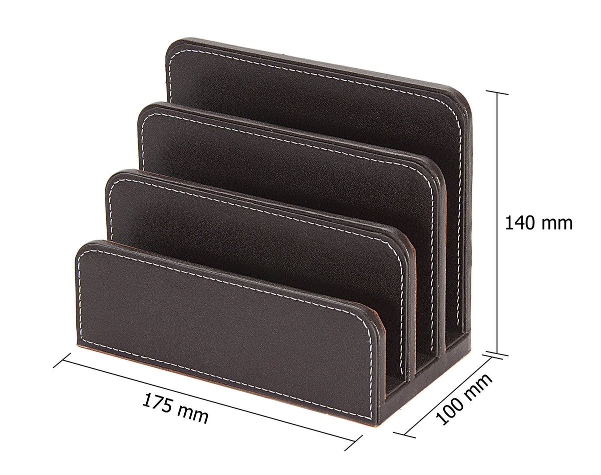 Osco Brown Faux Leather Letter Holder