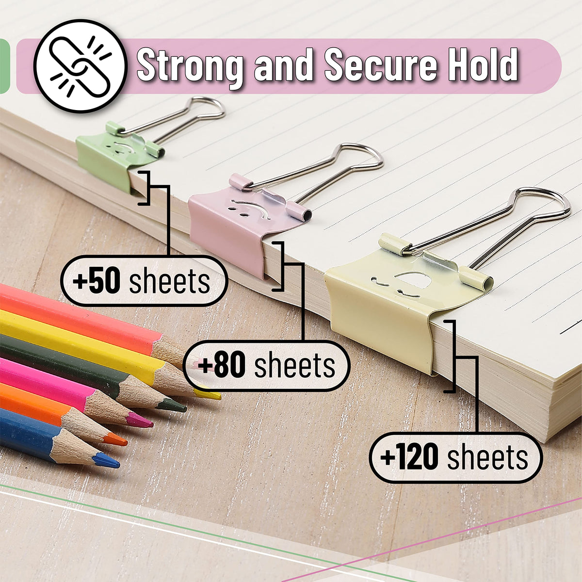 Mr. Pen- Cute Binder Clips, 80 pcs, Assorted Sizes