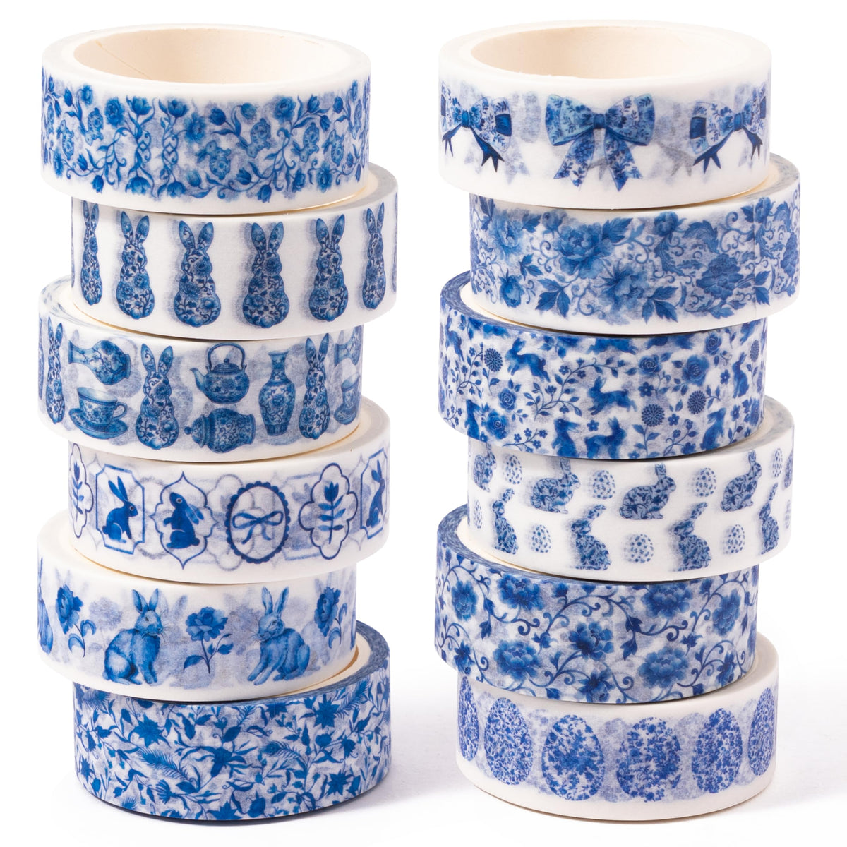 BkeeCten 12 Rolls Easter Chinoiserie Bunny Washi Tape for Gift Wrapping