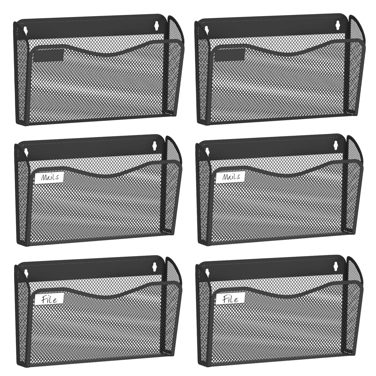 BOHDK Wall File Organizer, 6 Single Pockets Mesh Hanging File Organizer, Mount Document Magazine