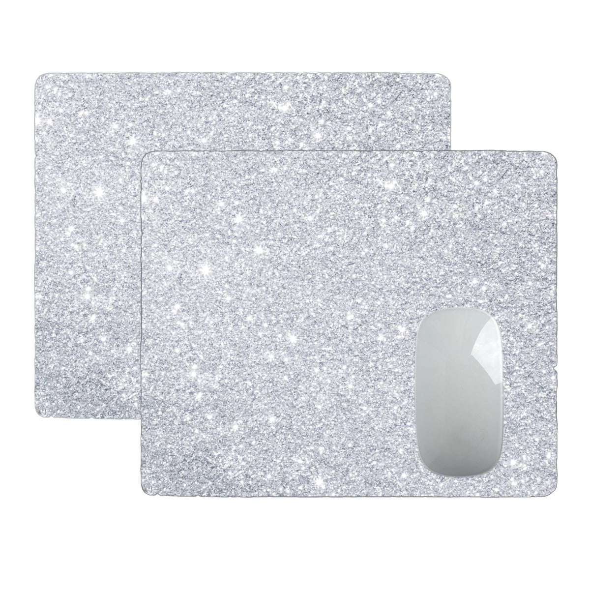 Mouse Pad Diamond Silver Glitter Sparkle Mousepad Bling Desk Accessories Gaming Bling Rubber Pads