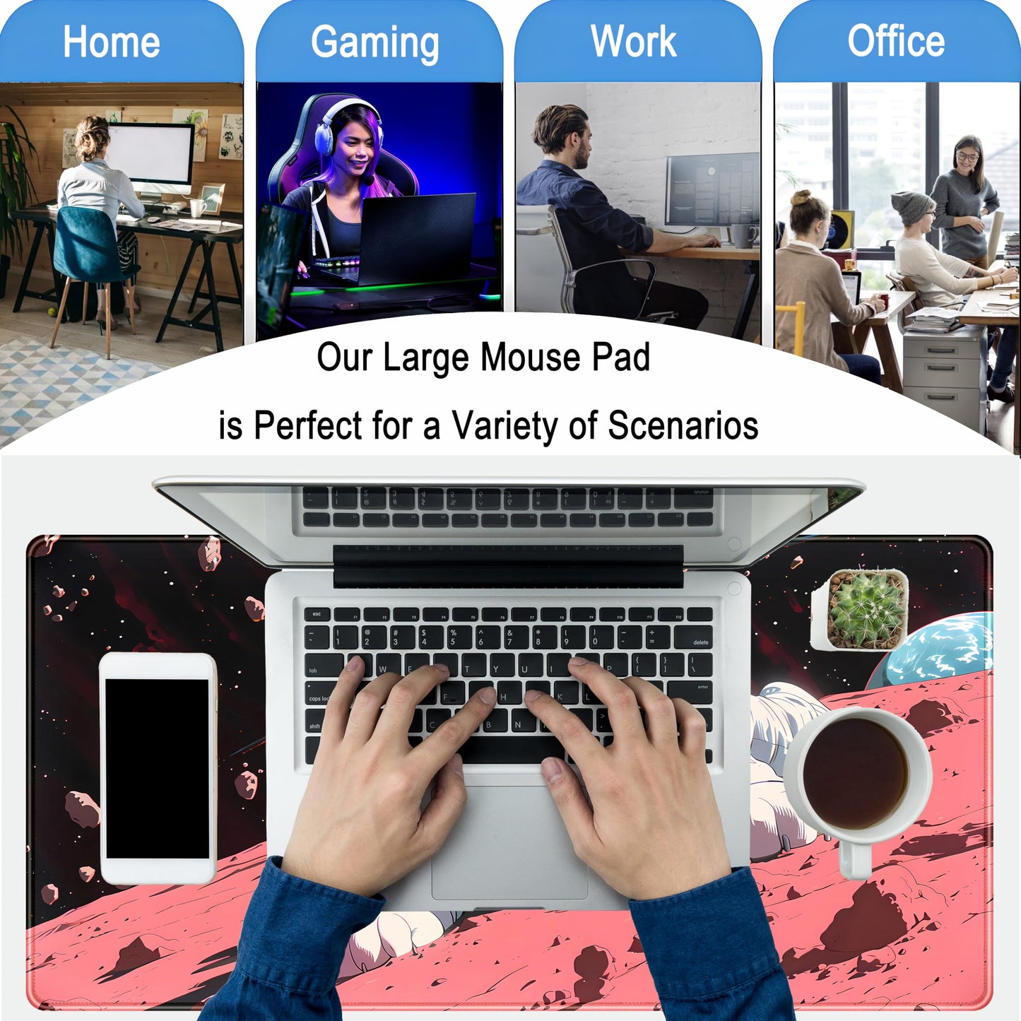 Cat Desk Mat Full Desk Mouse Pad Gaming Mat XXL, Fun Desktop Mats Computer Keyboard Pad Extra Large