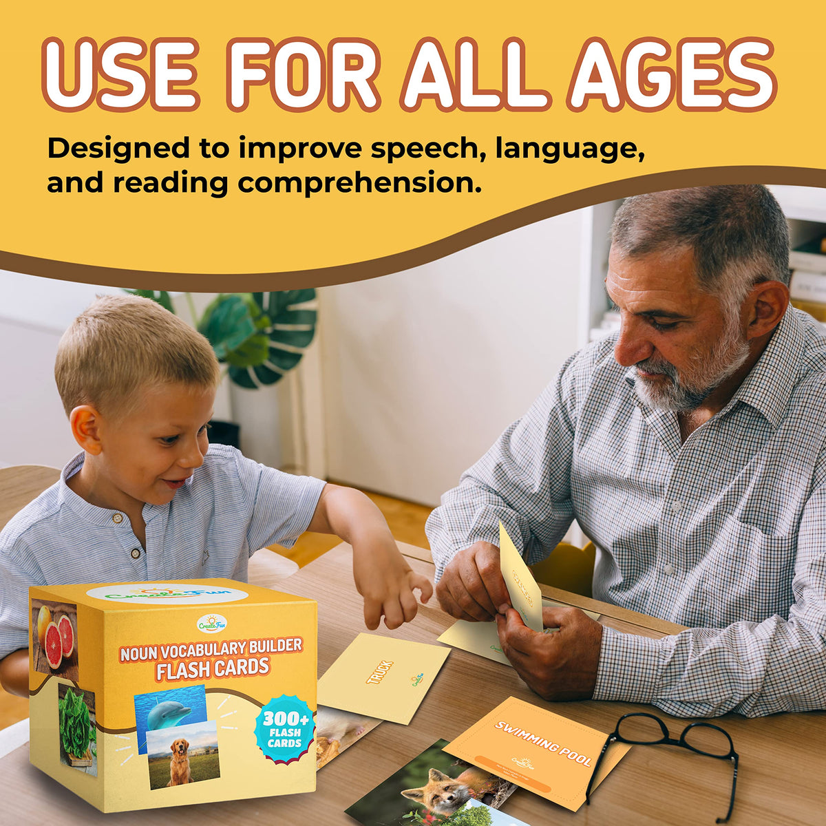 CreateFun 300 Noun Vocabulary Builder Flash Cards for Speech Therapy & ESL