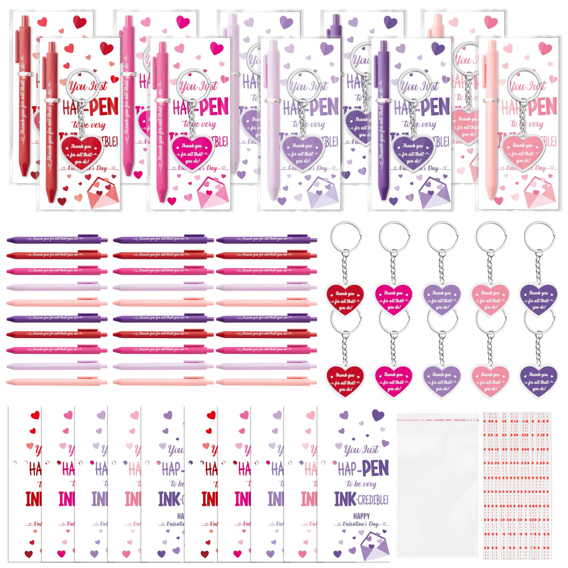 ANGOLIO Valentine's Day Employee Appreciation Gifts - 30 Sets Happy Valentines Bookmarks Pens Heart