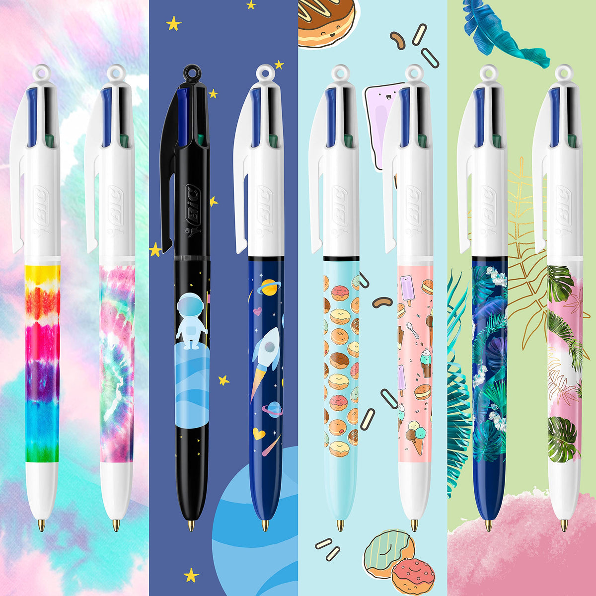 Bic 4 Colours Message Box - Retractable Ballpoint Pens Medium Nib (1.0 mm) - Assorted Decorations