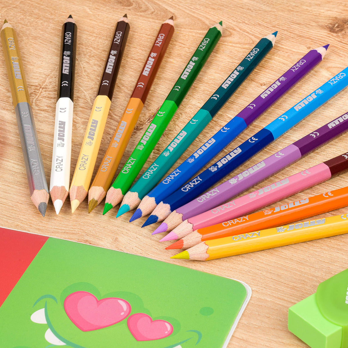 Jolly Supersticks Premium European Colored Pencils Double-Ended Pencils; 24 Colors in 12 Pencils