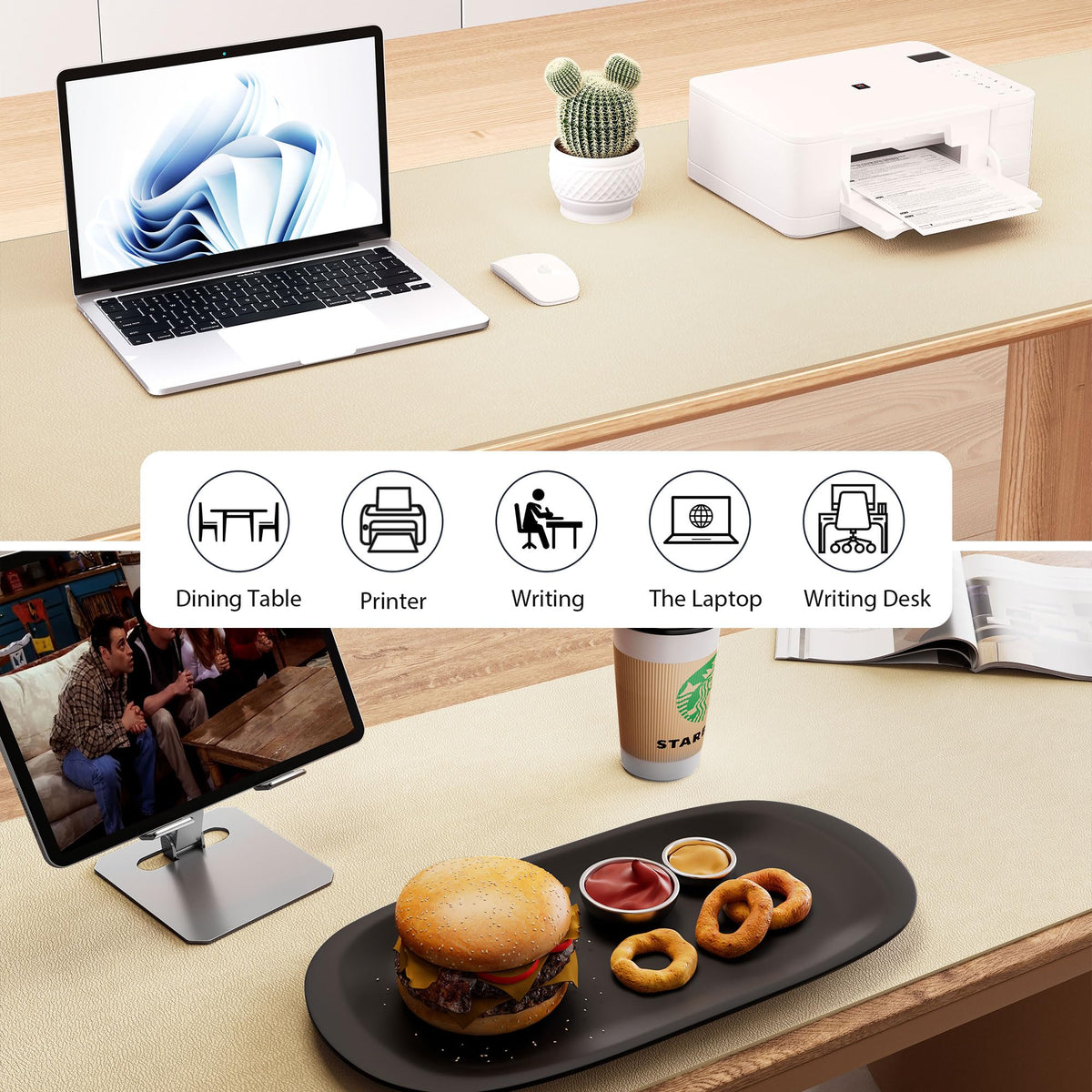 Aothia Leather Desk Pad Protector, Office Desk Mat, Large Mouse Pad, Laptop Desk Pad, Non-Slip PU