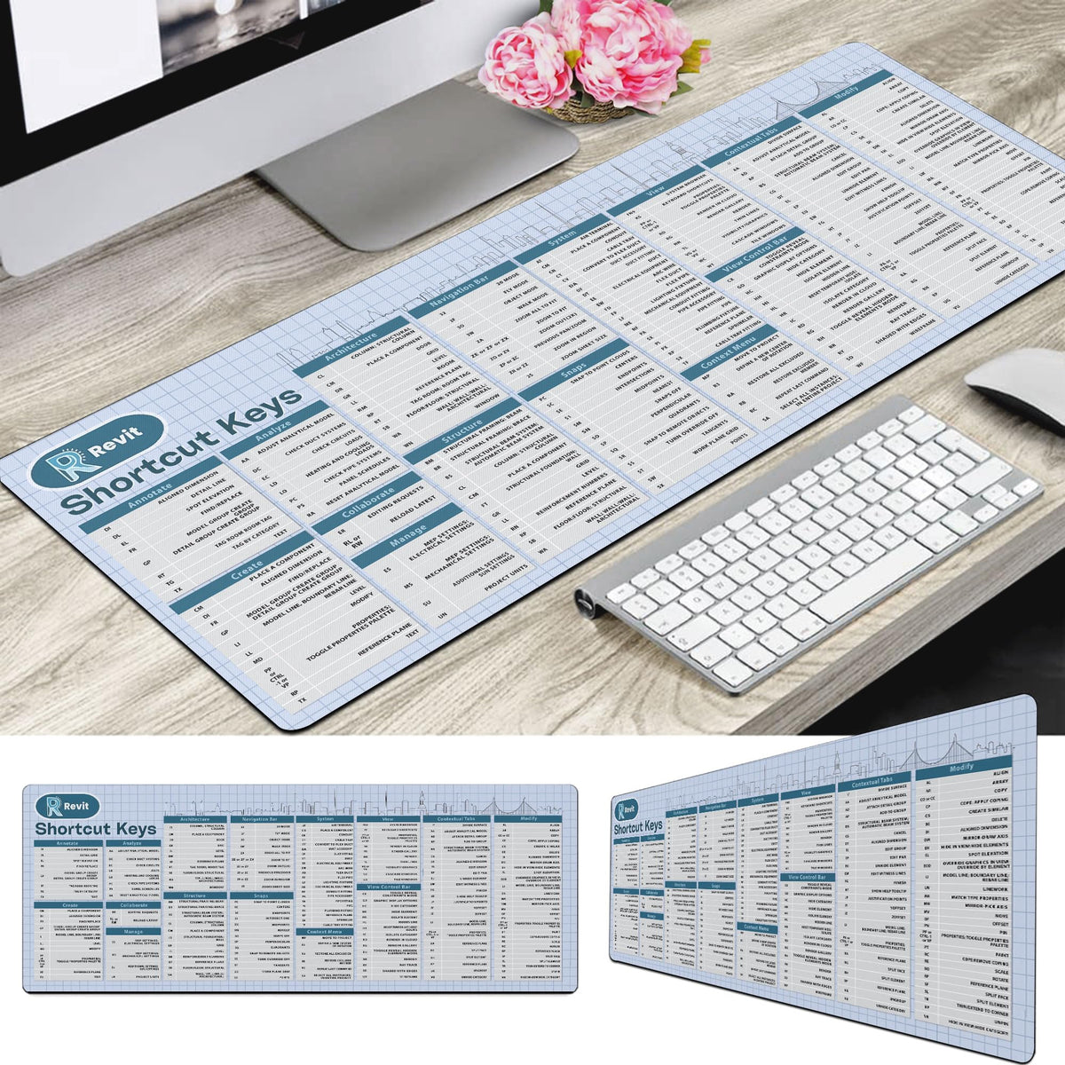 Autodesk Revit Shortcut Keys Mouse Mat, Revit Cheat Sheet Revit Quick Reference Extra Large