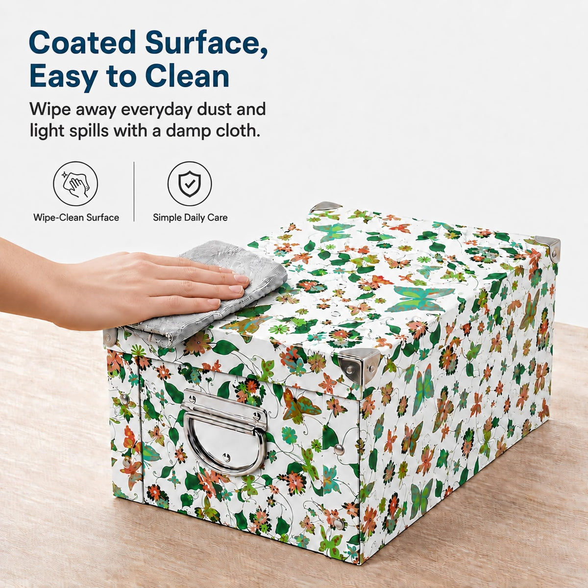 GUOZI Collapsible Storage Box, Decorative Memory box with Lid & Metal Reinforced Corners, Cardboard