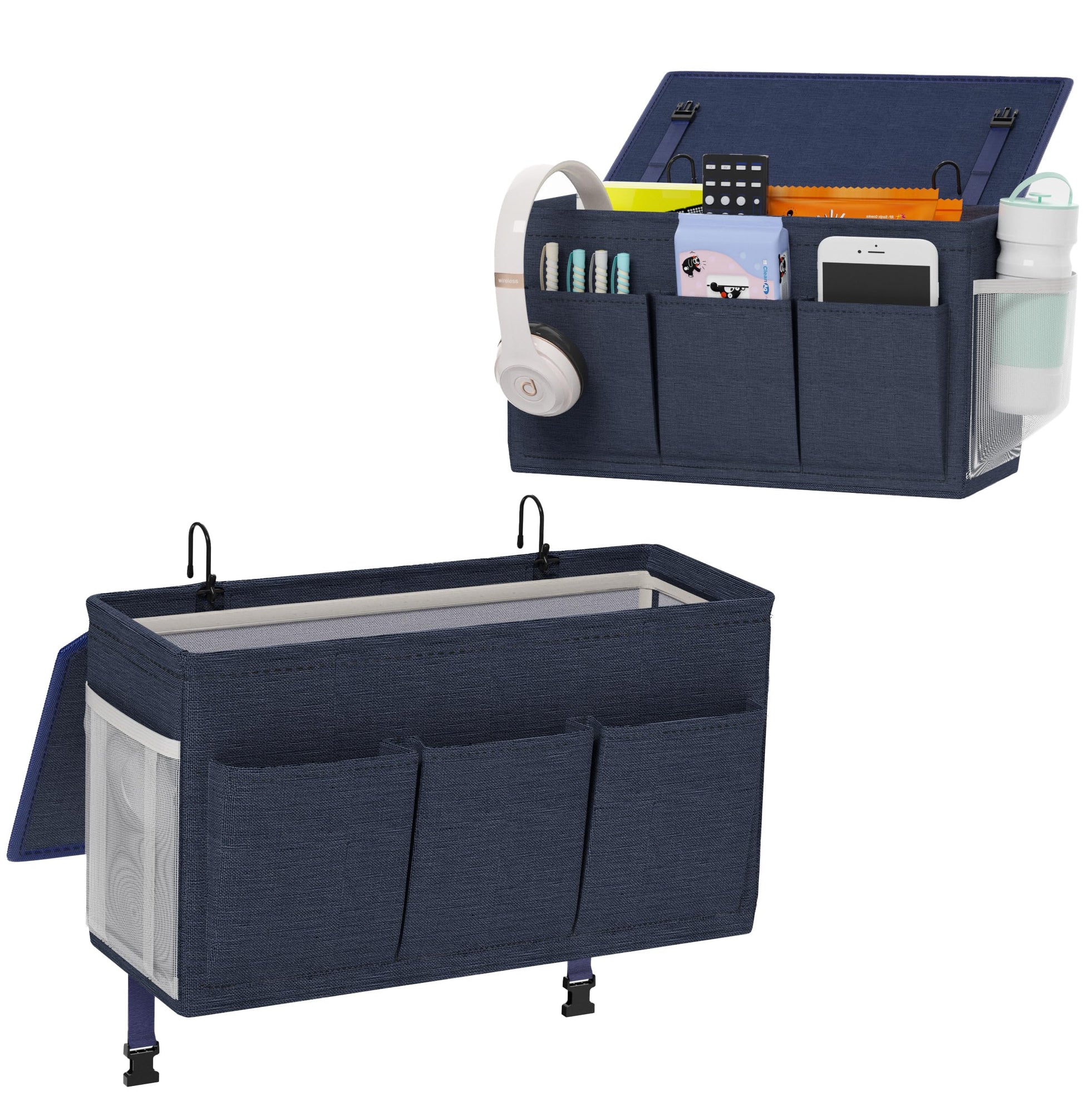Bedside Caddy Storage Organizer for Bed Rails, Bed Caddy with 6 Pockets