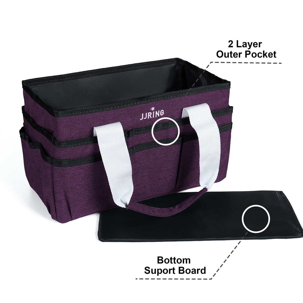 JJRING Craft Organizer Tote Bag Art Storage Caddy Deep Purple