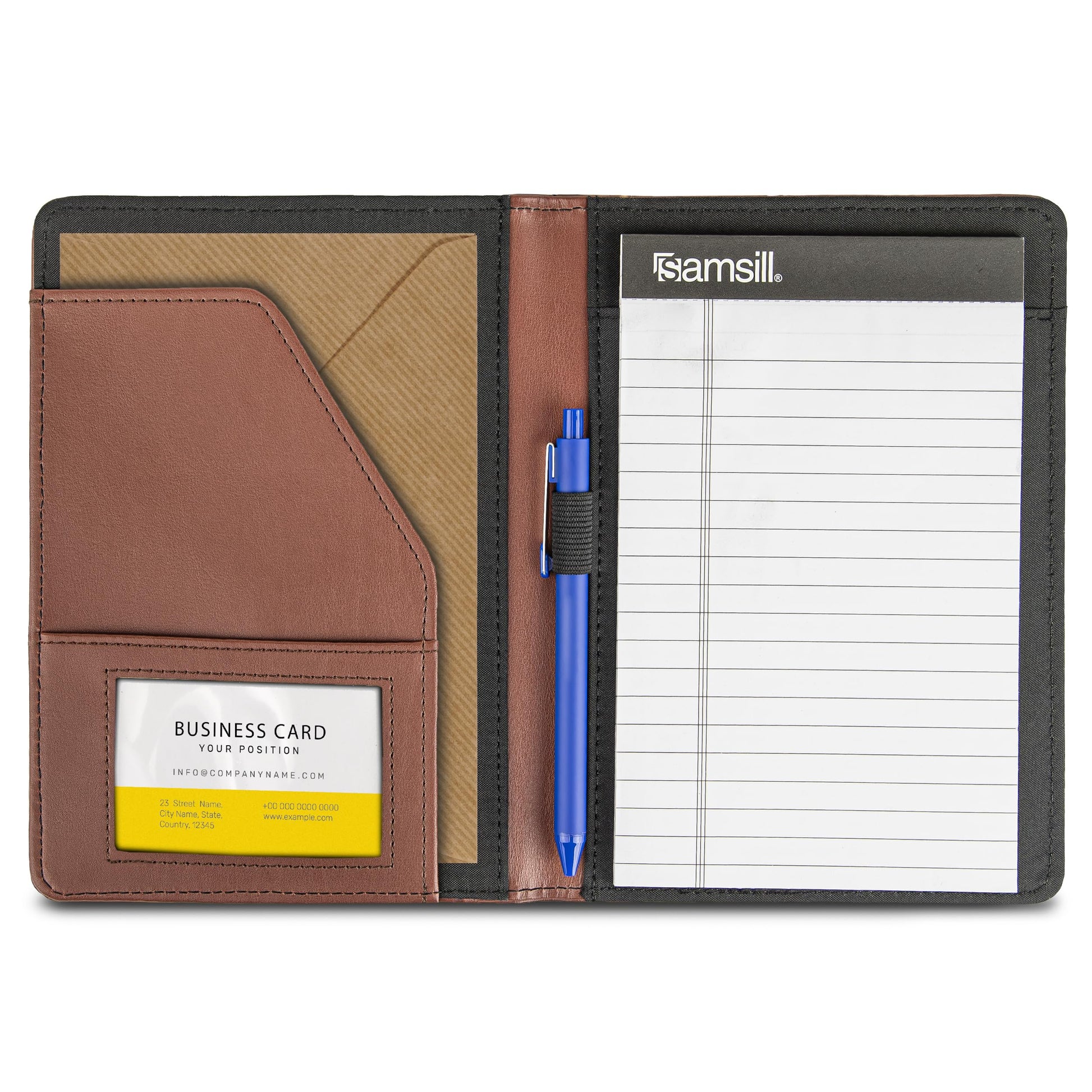 Samsill Contrast Stitch Faux-Leather Portfolio, Mini Size Business Interview Professional Padfolio